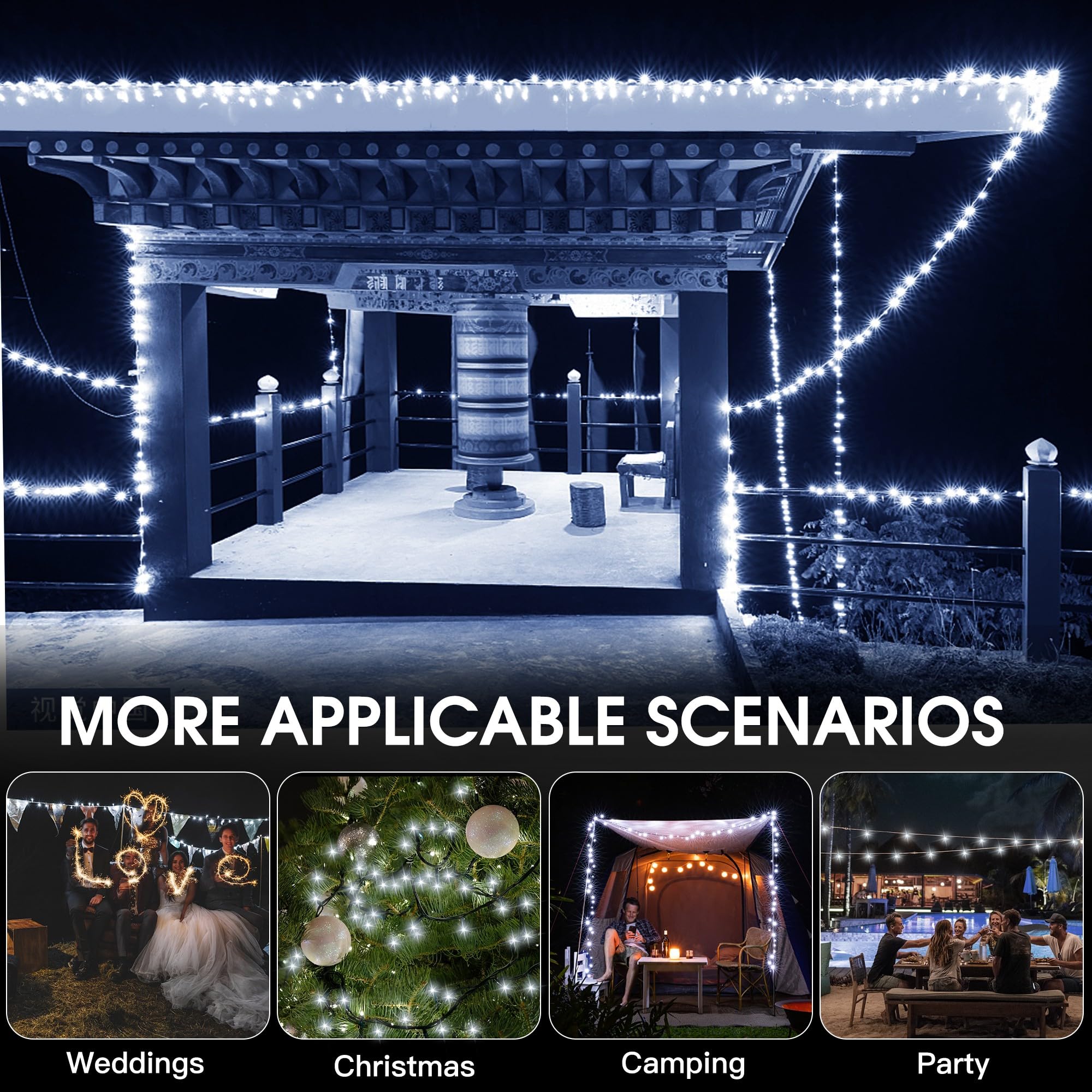 Vimorg Solar String Lights Outdoor, 2 Pack 79FT 200 LED Waterproof Solar Christmas Lights with 8 Lighting Modes for Tree Yard Ga