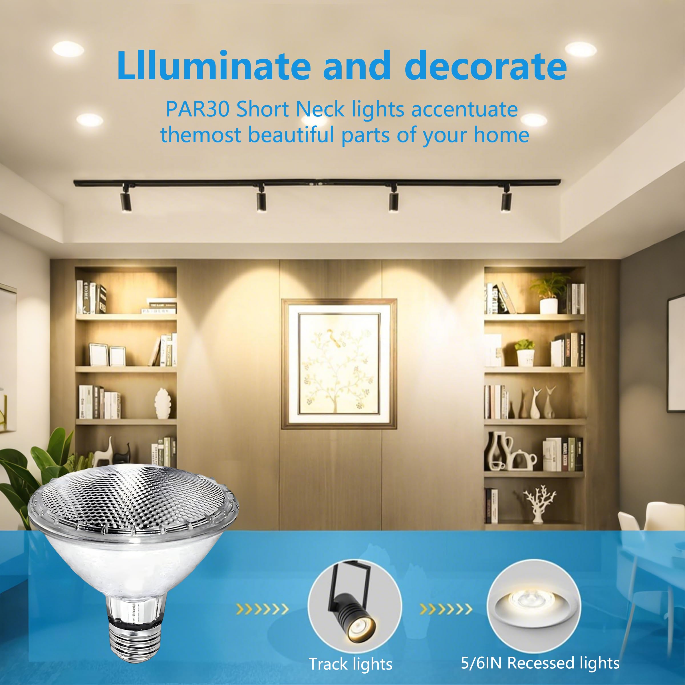 MISDOOD PAR30 Short Neck Halogen Flood Light Bulbs, 39W Dimmable, E26 Base, 2700K Warm Light, 6 Pack