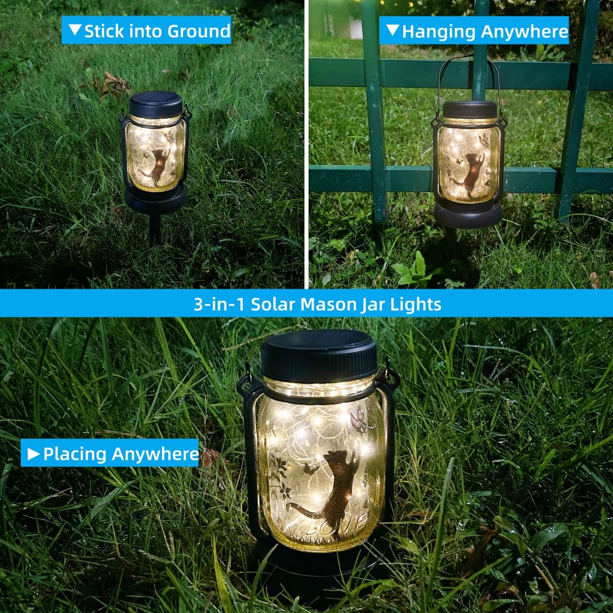 Cat Solar Garden Lights, Garden Decor, Yard Decor, Cat Lamp, Gift For Cat Loves, Gifts For Girls, Patio Outdoor Porch Waterproof