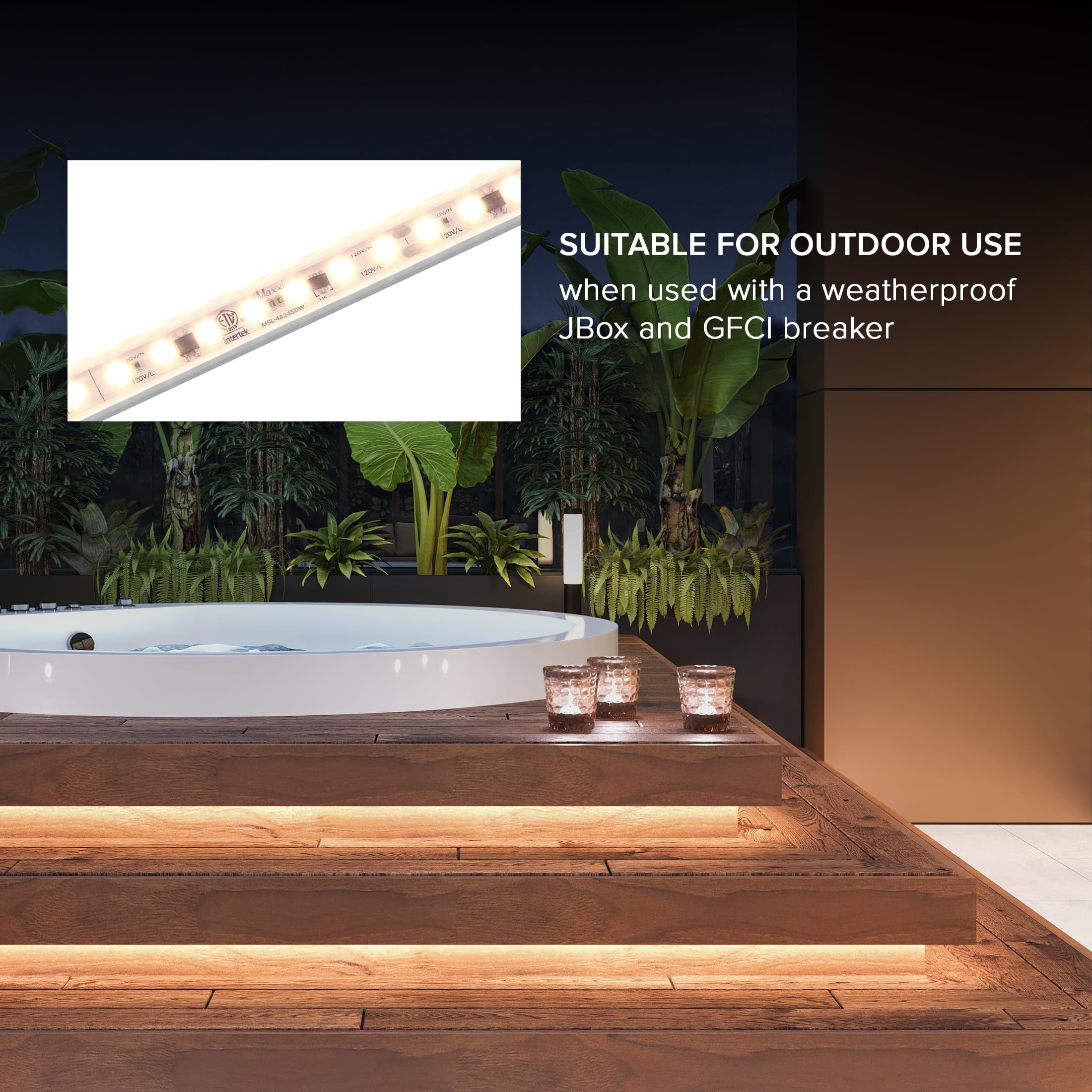 Maxxima 48 In. Hardwired Led Under Cabinet Strip Light, 1840 Lumens, 3000K Warm White, Kitchen And Living Room 120V White Cove L