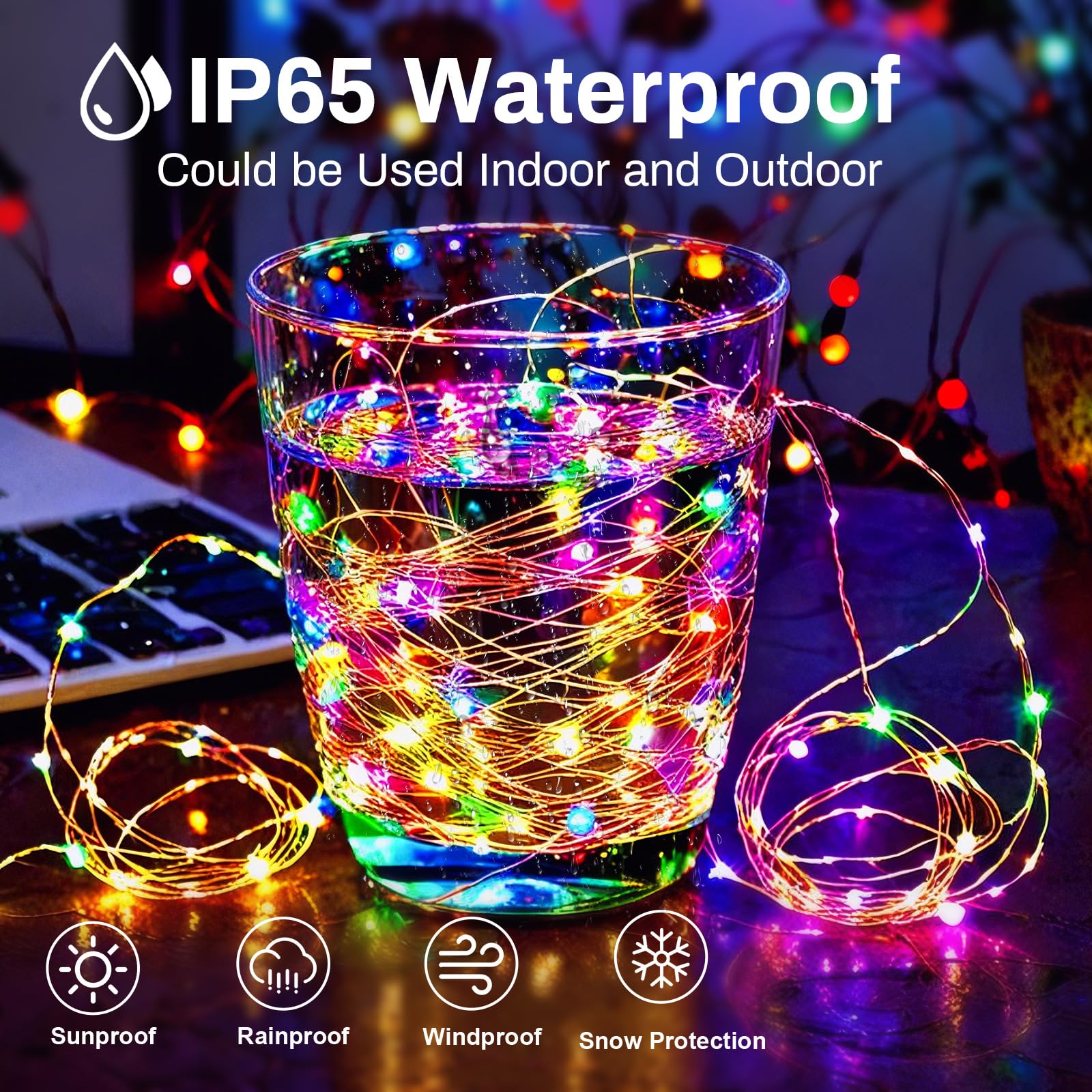 ZGWJ USB Fairy Lights, 50 LED Twinkle String Lights, 16FT, 2 Pack with Remote, Waterproof, Multicolor