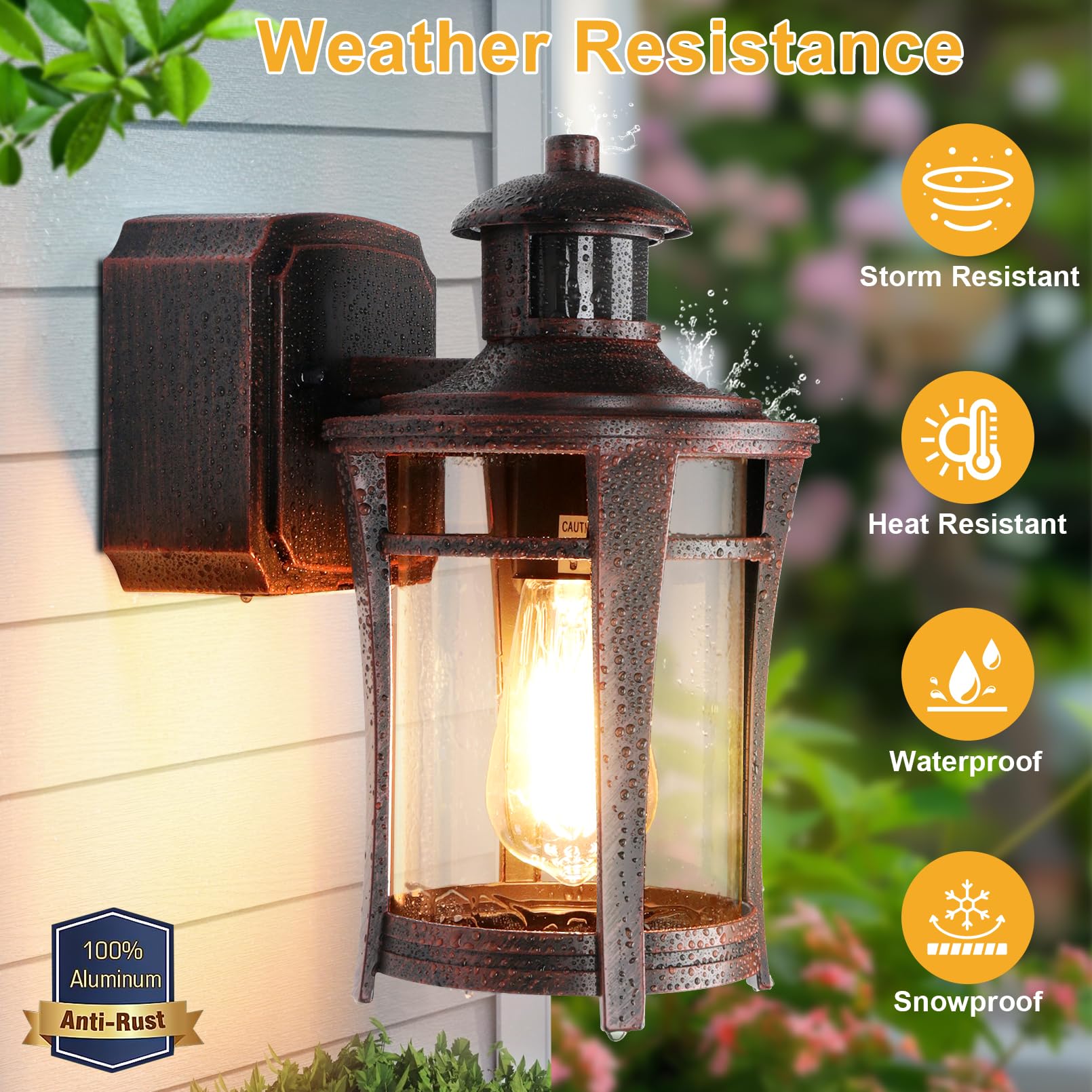 Porch Lights With Outlet, 2 Pack Outdoor Motion Sensor Lights,Dusk To Dawn Exterior Light Fixture, Anti-Rust Waterproof Outdoor
