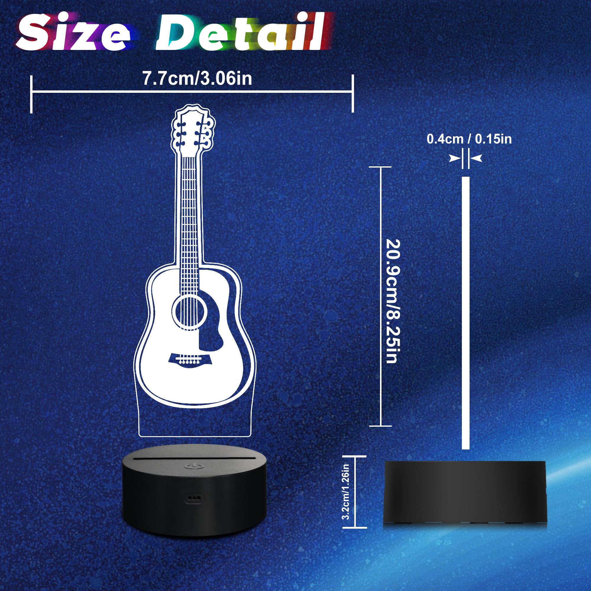 CoolGift Mart Acoustic Guitar Night Light, 3D LED Optical Illusion Lamp with Remote Control and Timer, Gifts for Guitar Players