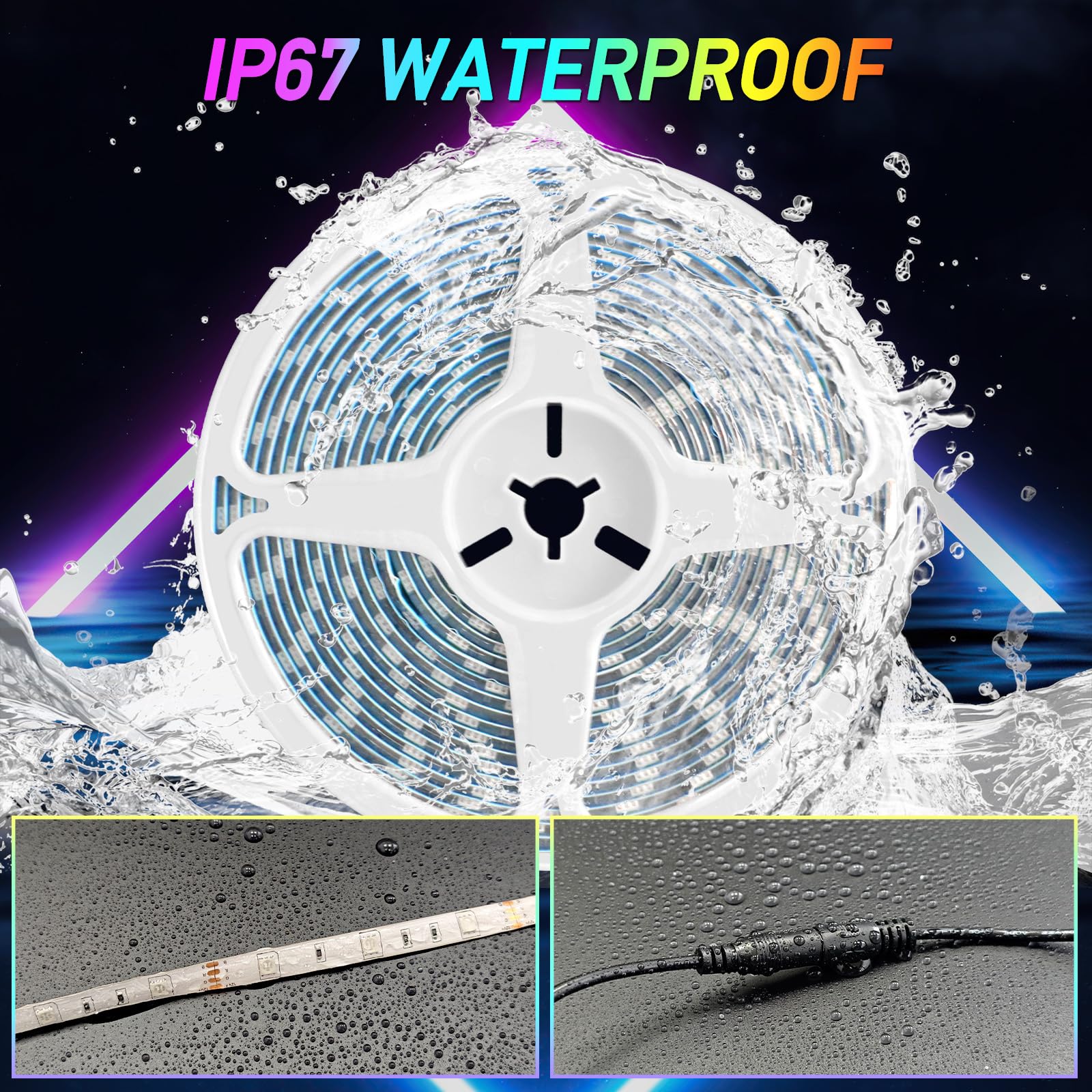 Yiswhis 16.4FT RV Awning Lights, 12V LED Light Strip, Waterproof, Remote & APP Control, Multicolor, Model YIS-RV5M-RGBLIGHT