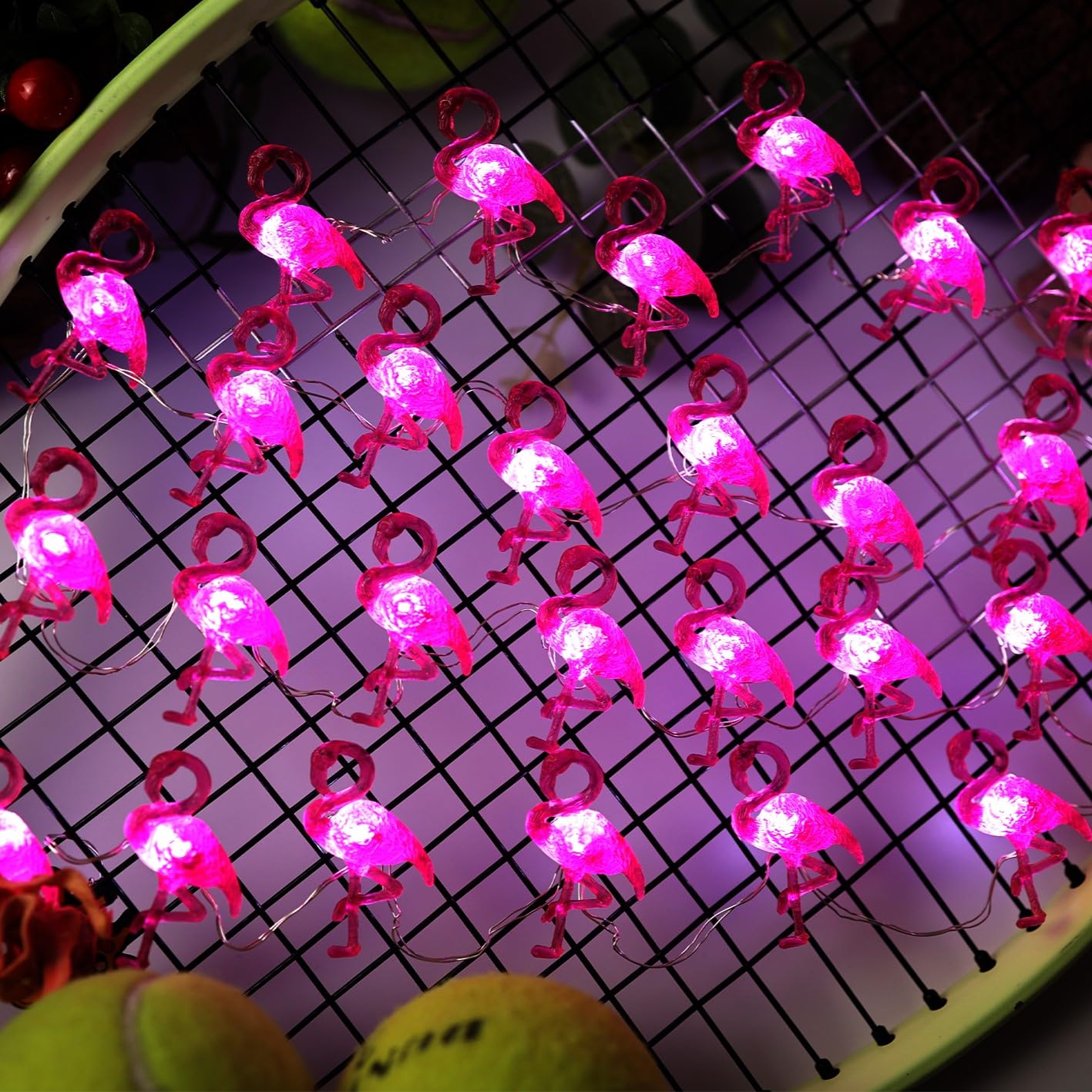 JASHIKA Vintage Pink Flamingo String Lights, 10ft, 30 LEDs, USB Powered, Multi-Function Remote Control, Decorative for Weddings & Events