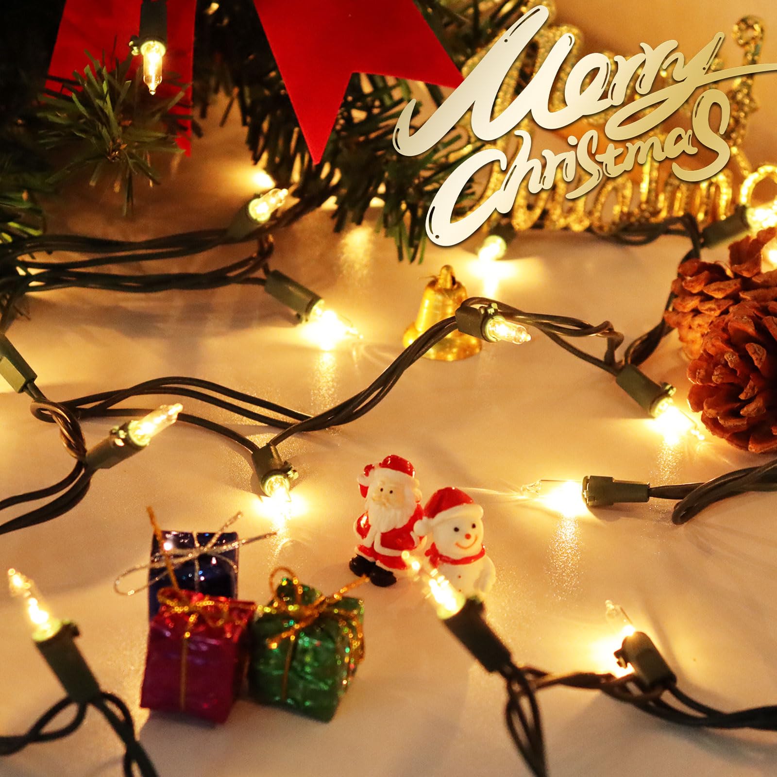 CXLHO 66FT Clear Christmas Lights - 200 Warm White Mini Bulbs with Green Wire for Indoor/Outdoor Holiday Decor, Wedding, Party, Garland