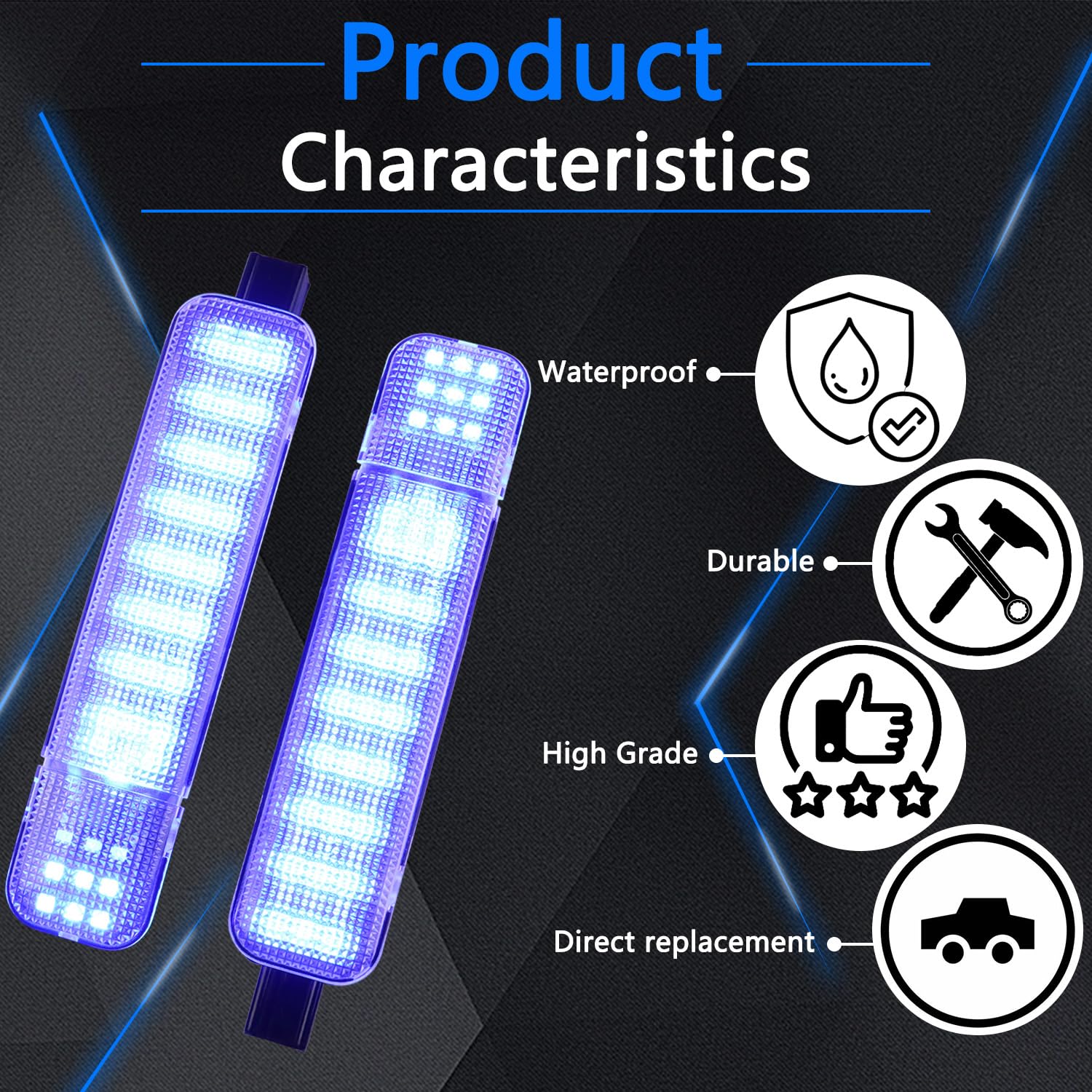 AFEISOL LED Side Door Panel Lights for Chevy GMC - Blue, 4Pcs, Model 2251110, Plastic Interior Courtesy Lighting