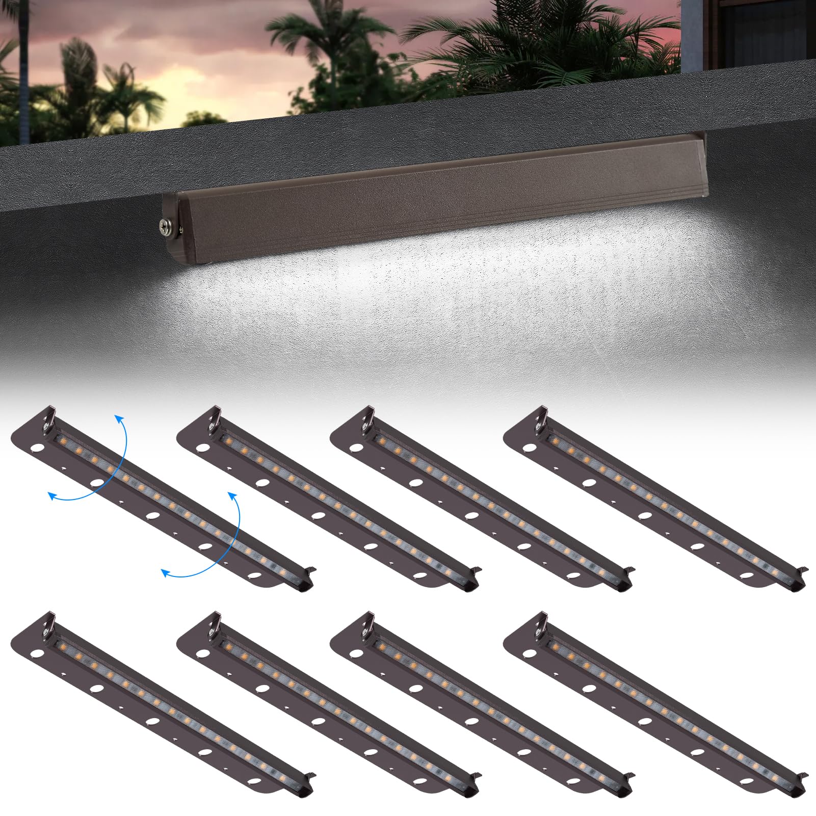 Kwinmyso 8-Packs 5W 12Inch Led Hardscape Paver Lighting,12V Ac/Dc Low Voltage Retaining Wall Lights,Led Landscape Lighting,5000K Daylight White Outdoor Step Light,50,000 Hours Lifespan