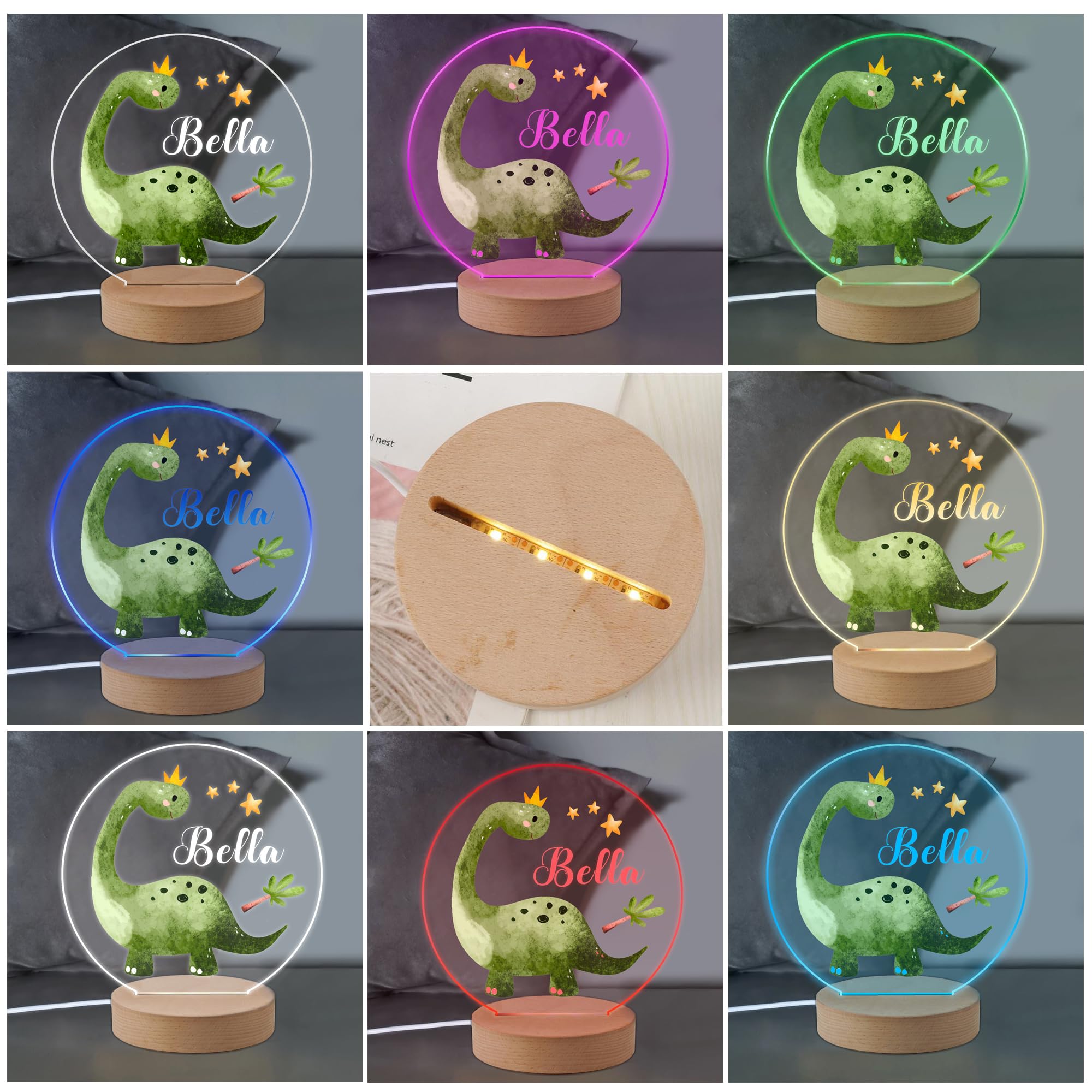 Edsg Personalized Baby Night Light For Kids - 7 Colors, Nursery Decor For Bedroom, Toddler Gifts For Christmas Birthday (Design