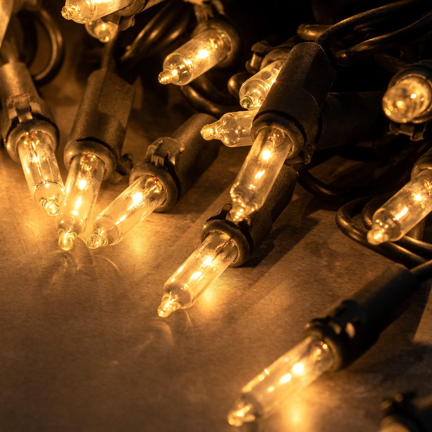 SWEET SHINE 200 Count Clear Christmas Lights, 2 Strands of 100 Count, 33 ft Black Wire, UL Listed