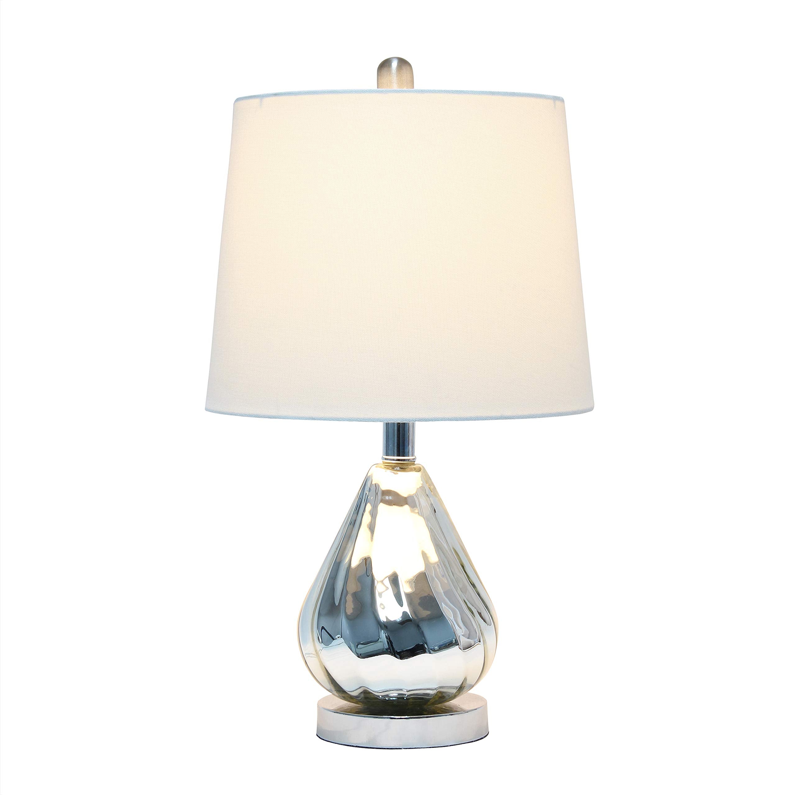 Elegant Designs Chrome Ripple Table Lamp, White Shade, Model LT3319-WHT, Fabric Material, Modern Home Lighting
