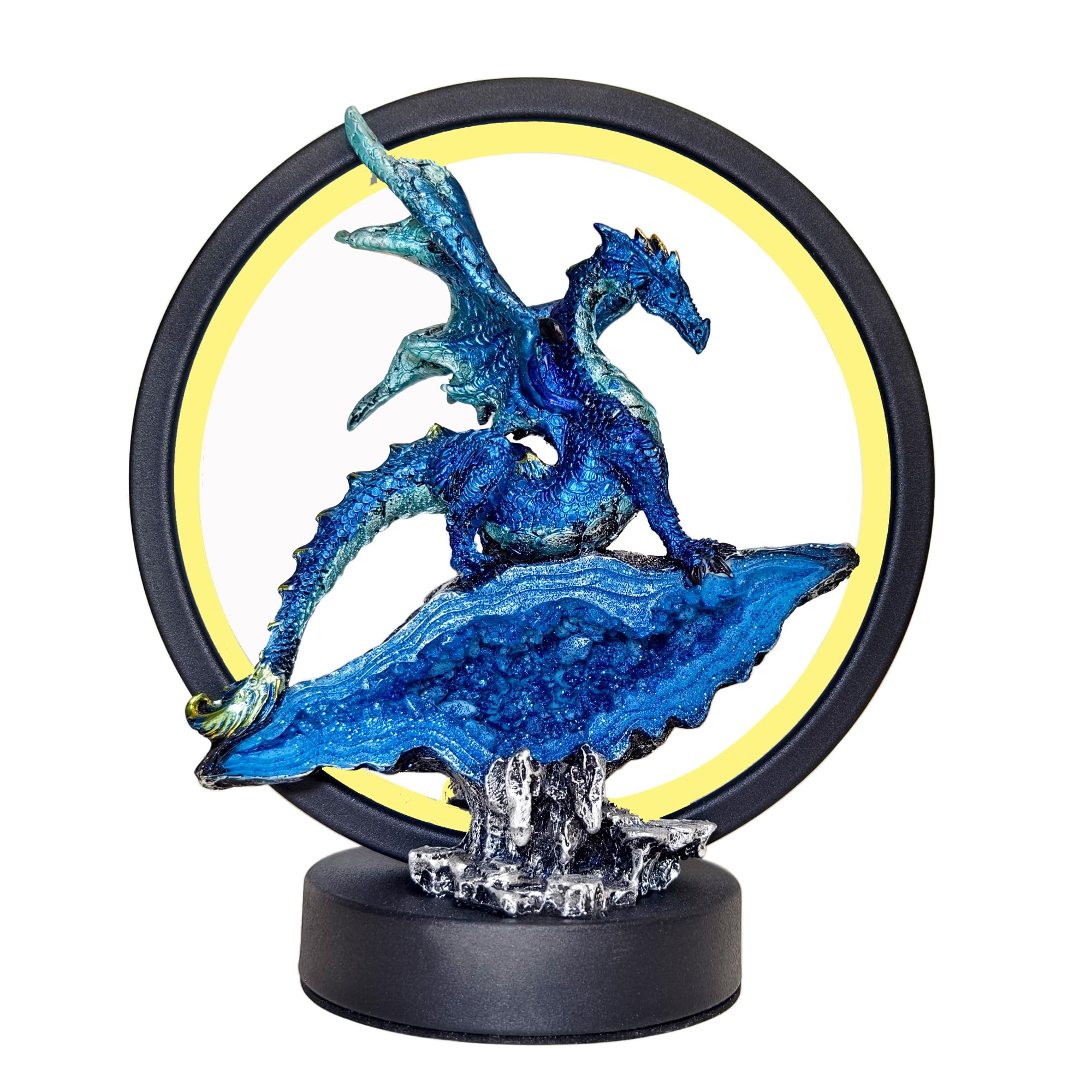 Hmusnwol Dragon Lamp Statue Decor-Collectible Light Gifts - Light Up Led Collectible Blue Dragons Statue Dungeons And Dragons Gi