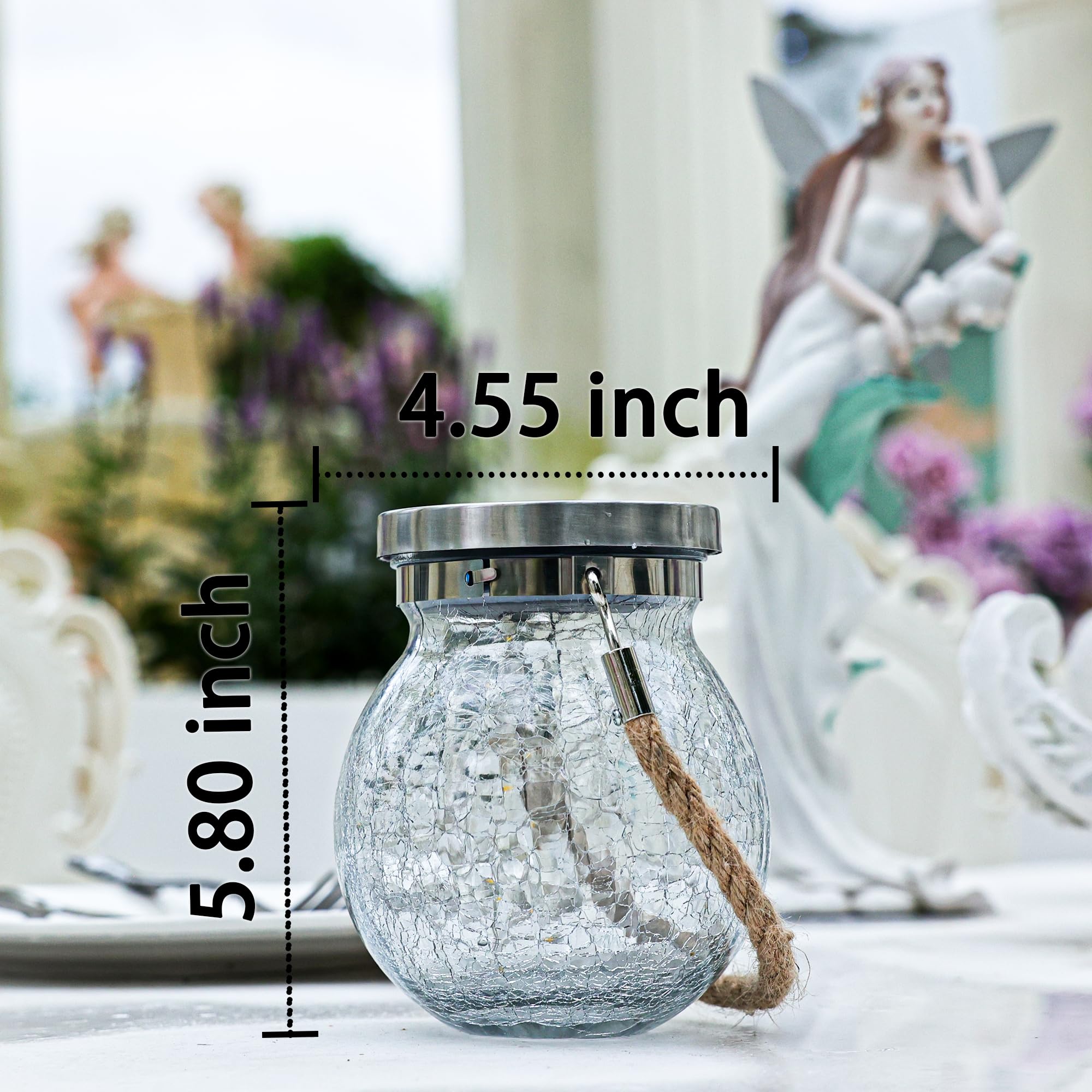 Cooo 4 Pack Solar Lanterns Outdoor Waterproof Hanging Crack Glass Lanterns 30 Led Fairy Lights Garden Patio Porch Yard Backyard