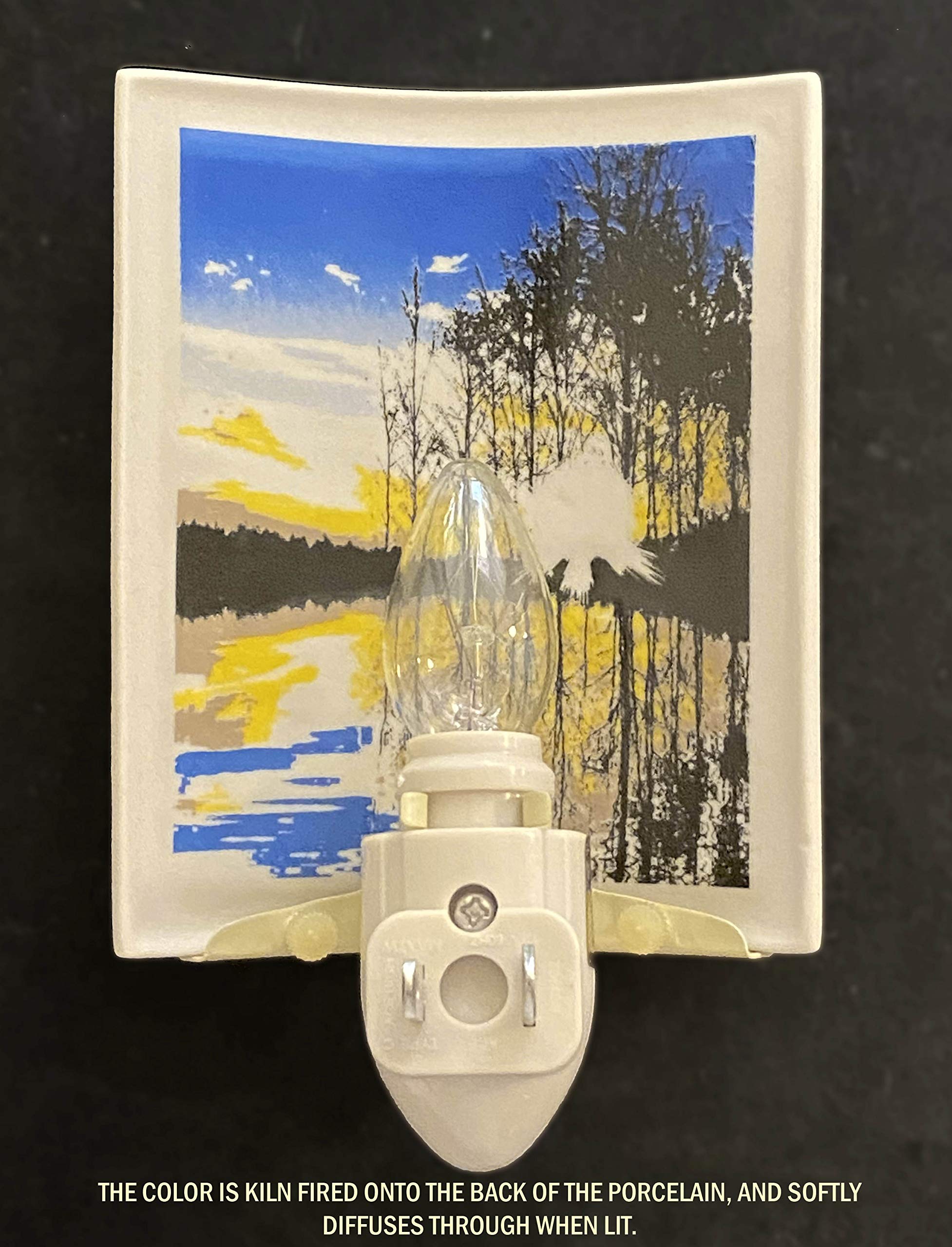 The Porcelain Garden Night Light - Colored Porcelain Lithophane, Model NRC310A, Bisque Cream, Decorative Wall Plug for Nursery and Home