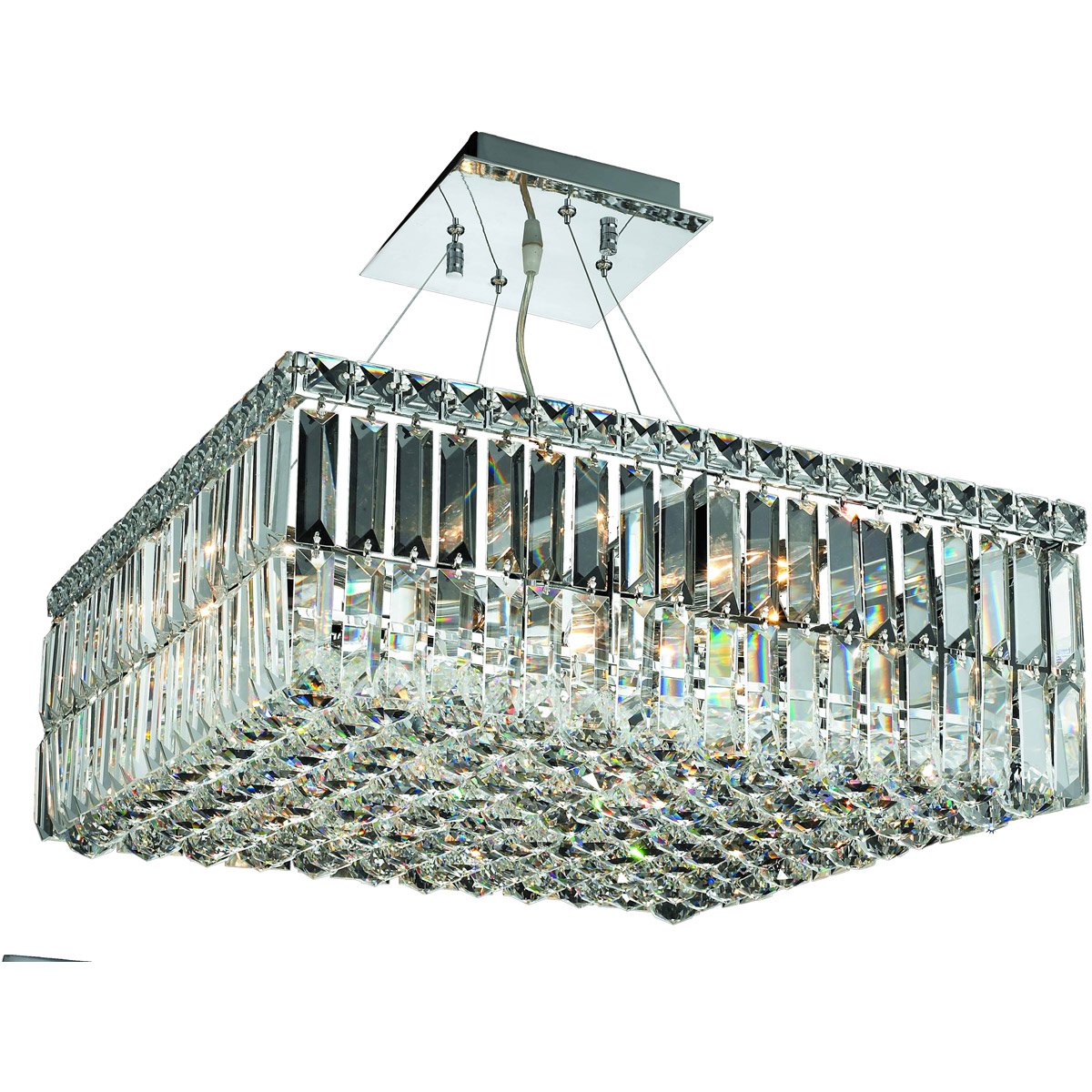 Elegant Lighting 2032D20C/RC Royal Cut Clear Crystal Maxim 12-Light Crystal Pendant, Finished in Chrome with Clear Crystals
