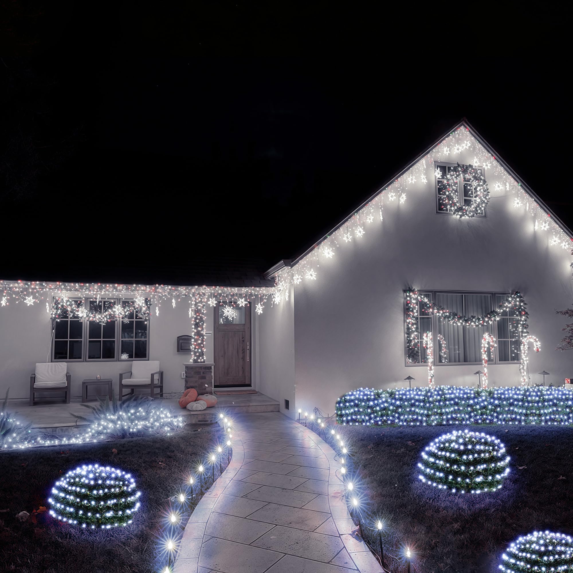 Blctec Christmas Net Lights 360 Led, 9.8Ft X 6.6Ft, Cool White, Waterproof, 8 Modes, Timer, Energy-Saving For Outdoor Decorations