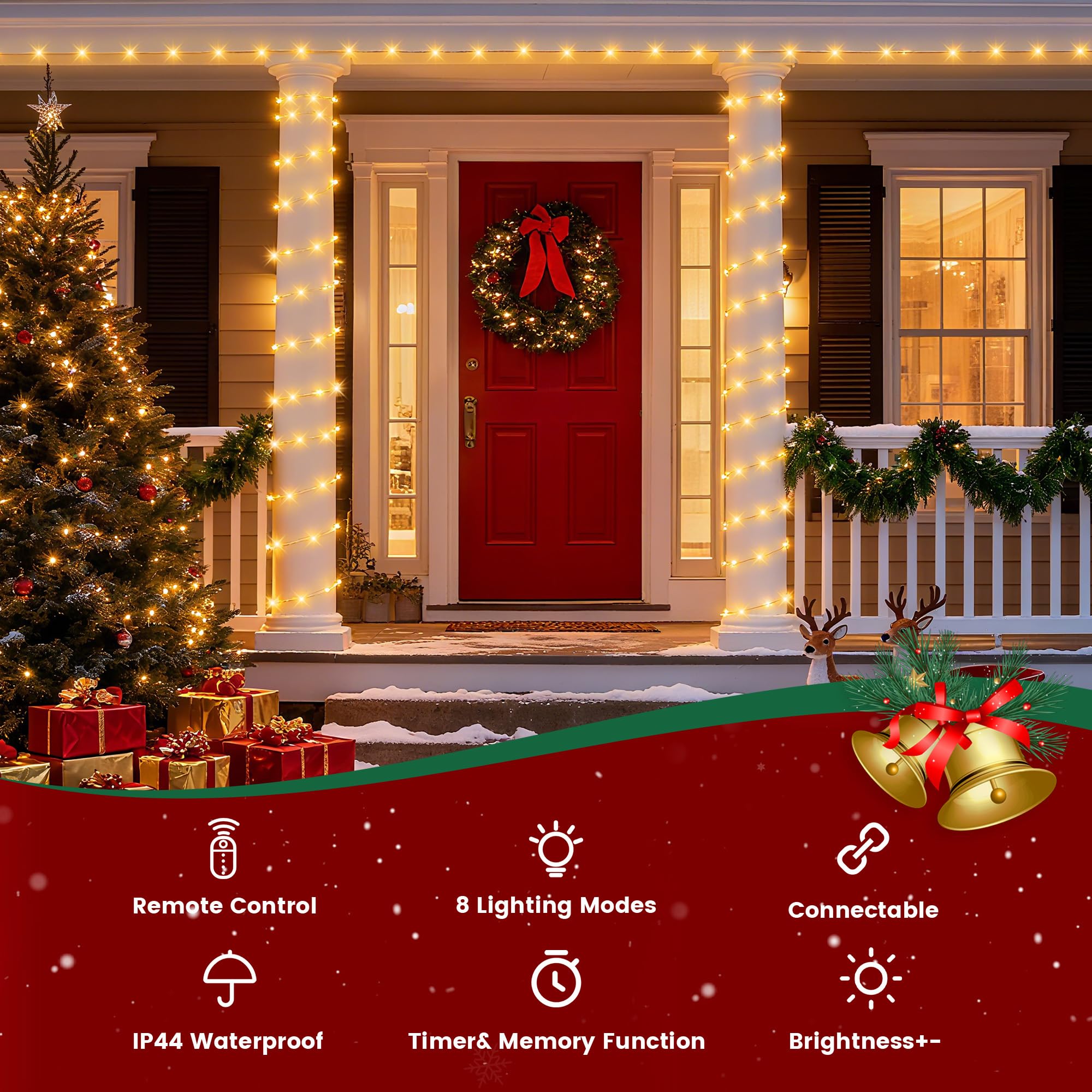 Banbanjo Christmas String Lights Indoor Outdoor Clear Wire  500 Led 164Ft Warm White Christmas Lights Outdoor For Bedroom 8 Mode  Twinkle Fairy Light Plug In For Home Wedding Tree Yard Patio Decor