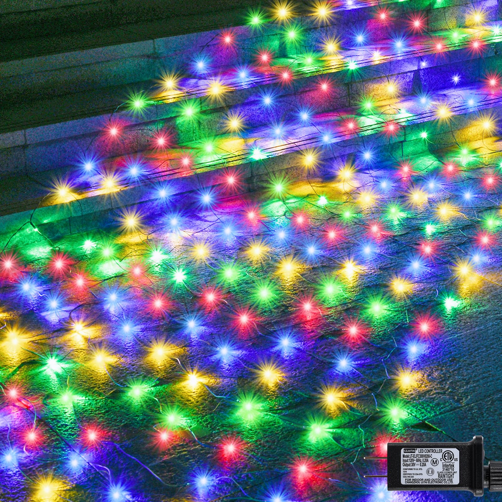 OYCBUZO 360LED Colorful Christmas Net Lights, 21ft x 5ft Connectable String Mesh Lights 8 Modes, Waterproof Christmas Lights Out