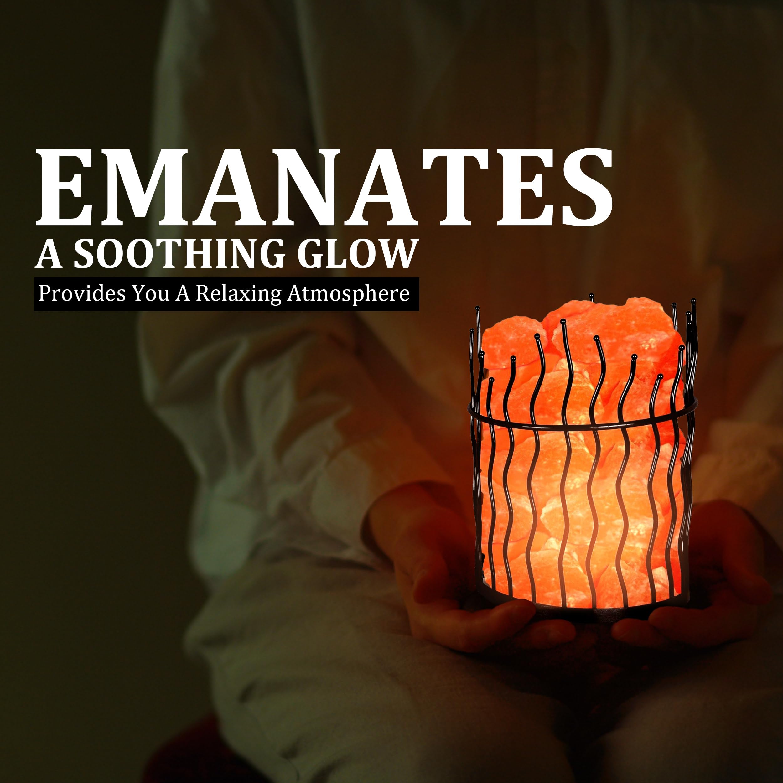 Himalayan Glow Tall Round Metal Basket Lamp with Dimmer Switch, Natural Himalayan Salt, 8-10 lbs, Orange, Model D-1332