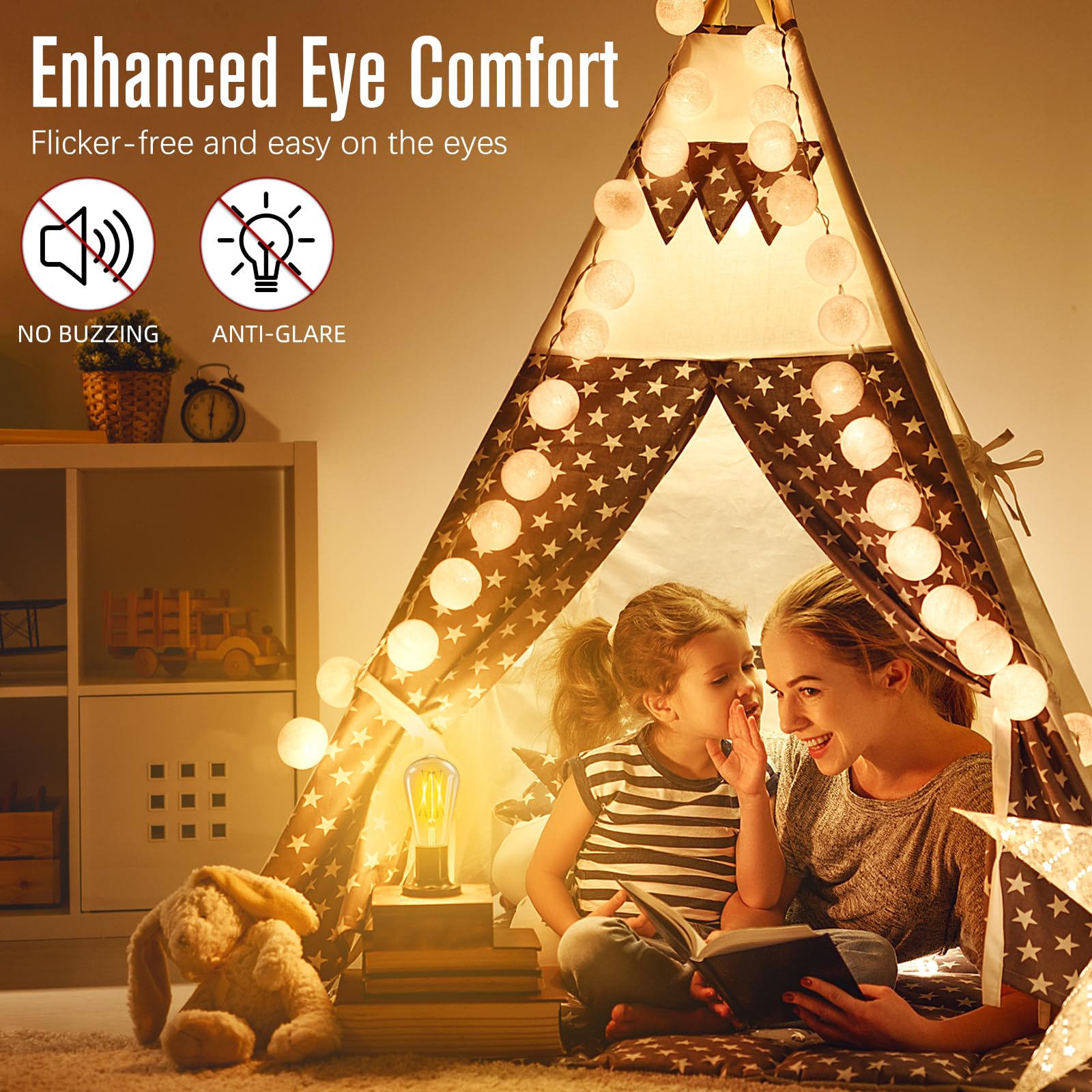 Gvvoohome Edison Bulbs, E26 Led Bulb 60 Watt Dimmable, Soft White 2700K, St58 Vintage Light Bulbs, 90+ Cri, 6W 600Lm, E26 Medium