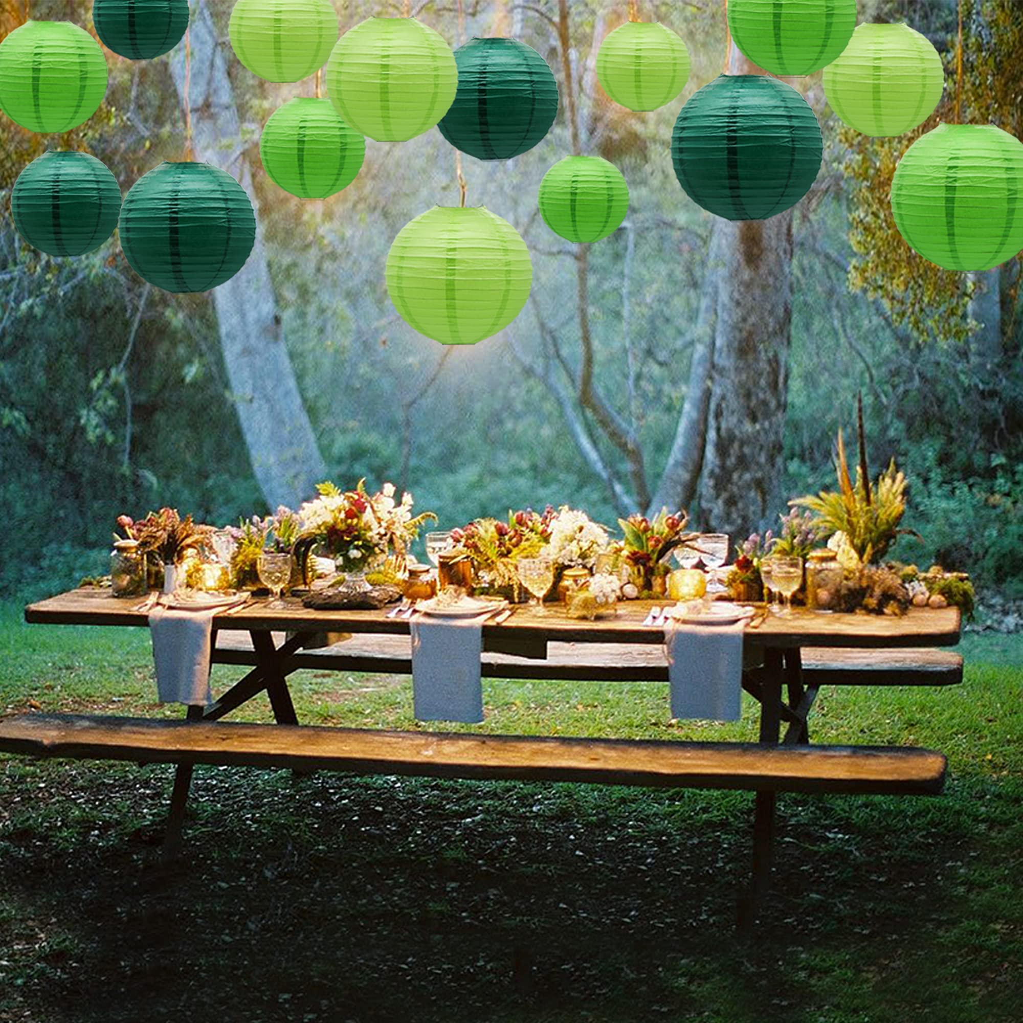 Meiduo Green Paper Lanterns - 15Pcs Hanging Decorations For Football Theme Party Supplies