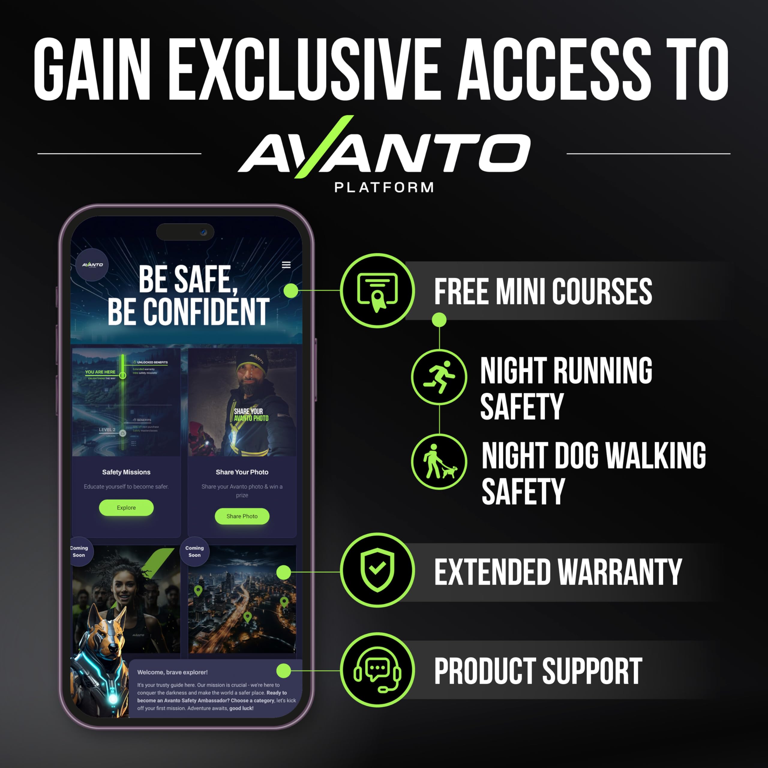 AVANTO PRO Chest Light, Original, USB-C Rechargeable, Running Lights for Runners, 500lm Adjustable Beam, 3-5h Use Time, Running