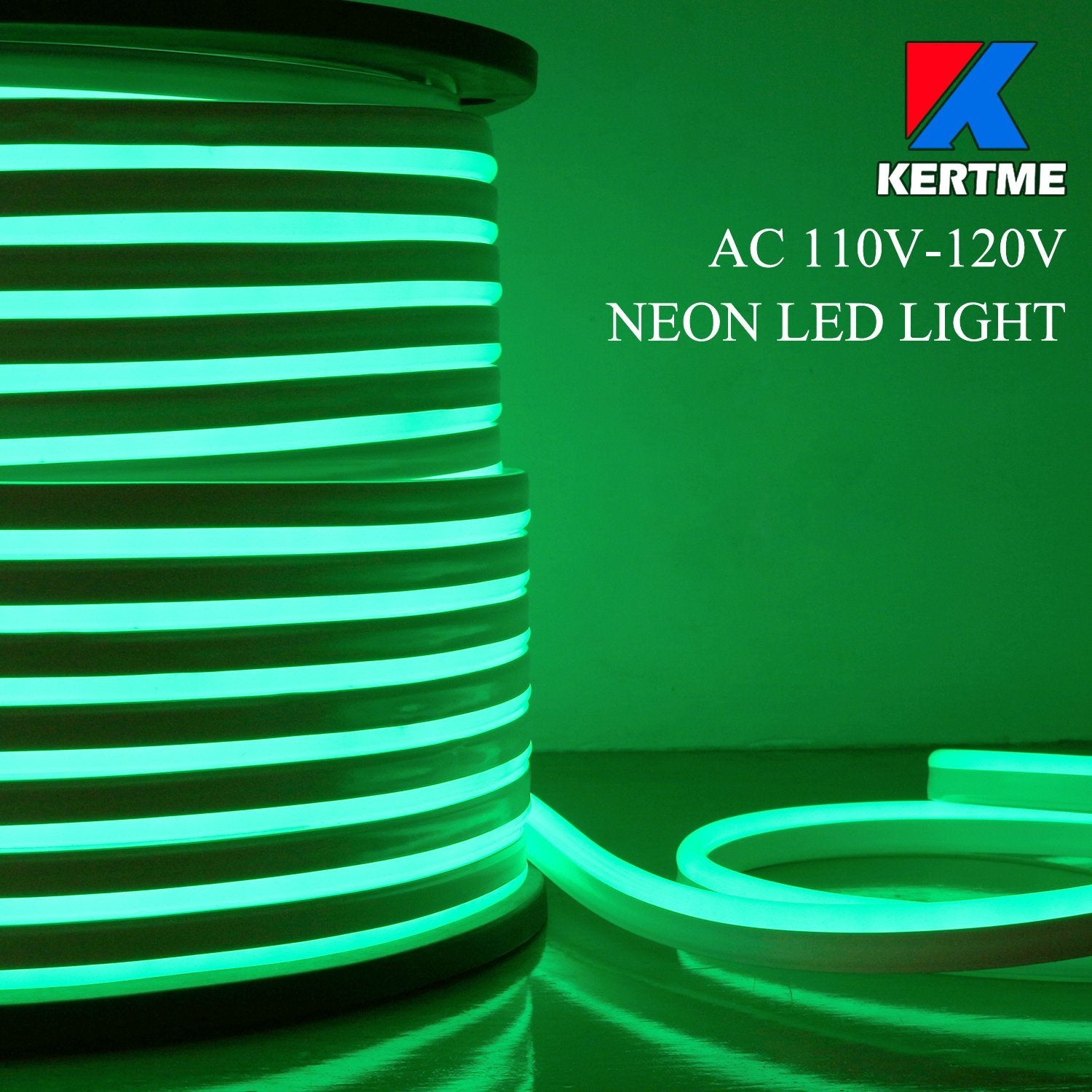 KERTME Neon LED Light Strip, Waterproof & Dimmable, 98.4ft, Green