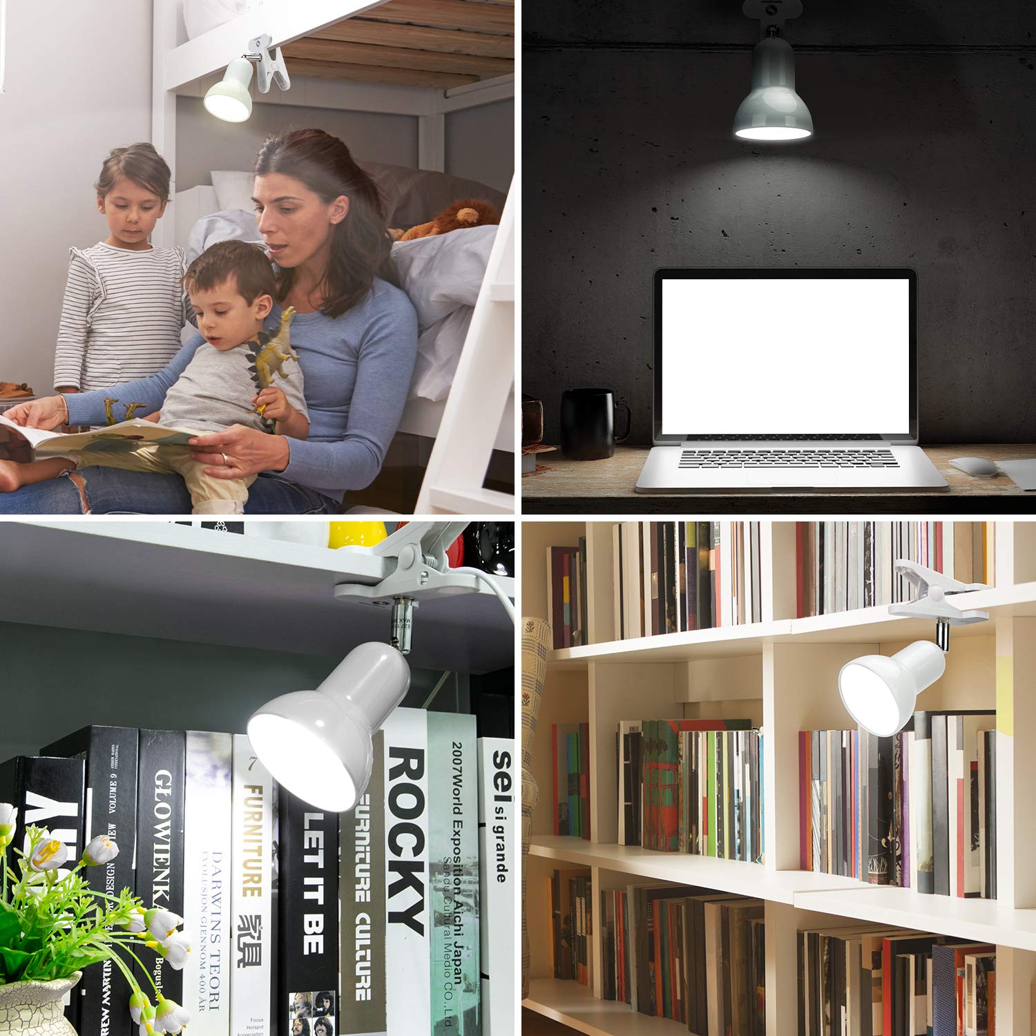 Sun-Rising Clip on Lamp - 360° Rotation, Portable Book Reading Light, 4.53inx4.53inx3.5in, Metal, Red, Model SUN-88