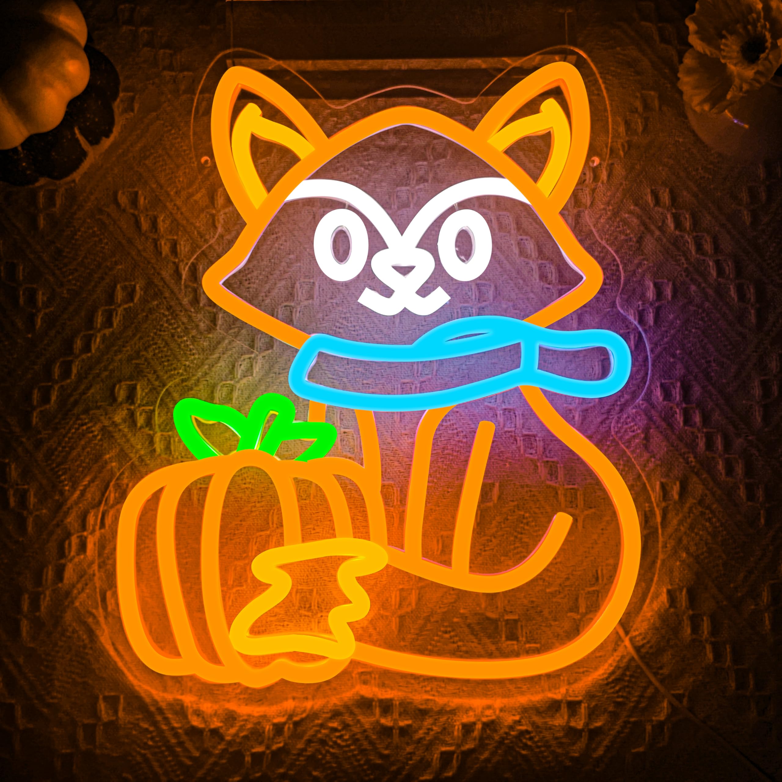 Fox Pumpkin Neon Sign Dimmable For Thanksgiving Neon Sign Led Fall Neon Light Sign Decoration Glowing Sign Usb Powered Wall Hanging Decoration For Thanksgiving Autumn Decor Present