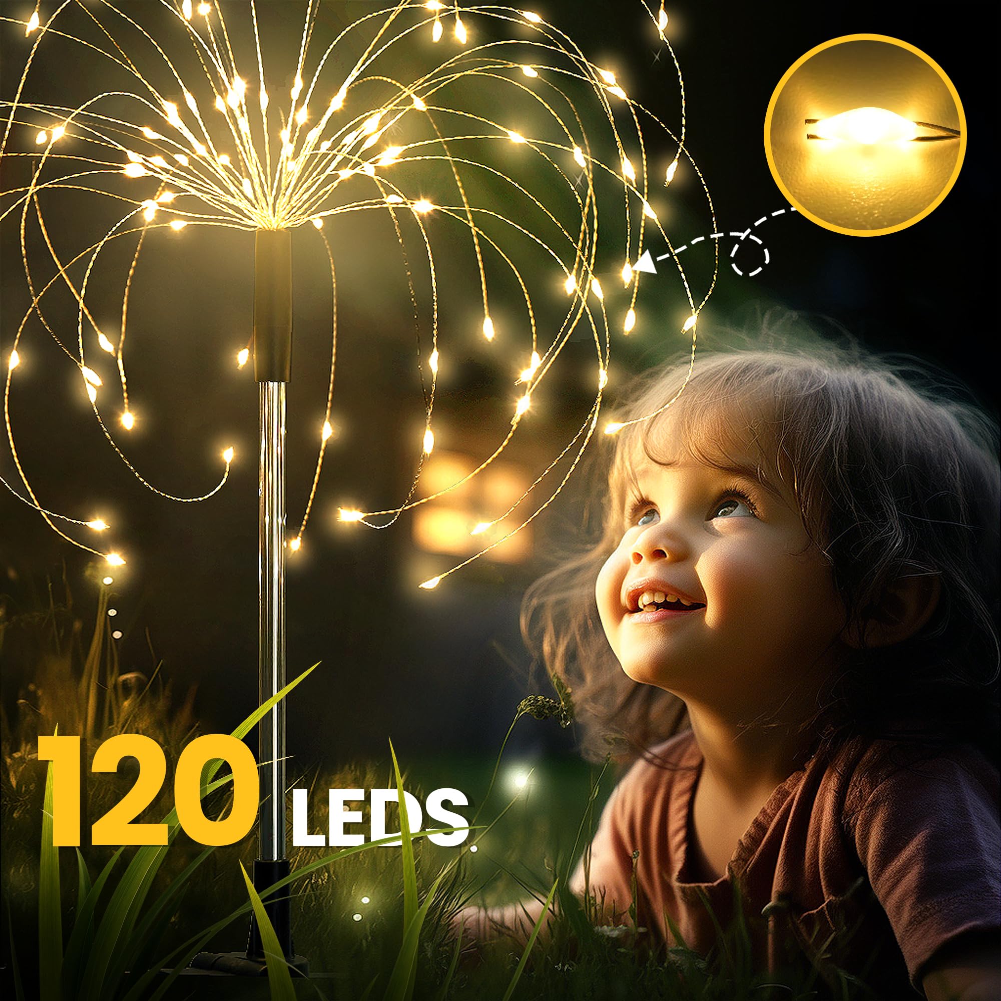 Gigalumi Solar Garden Lights 120 Led Warm White 8 Pack Outdoor Decorative Lighting For Yard Patio Flowerbed Model 9190