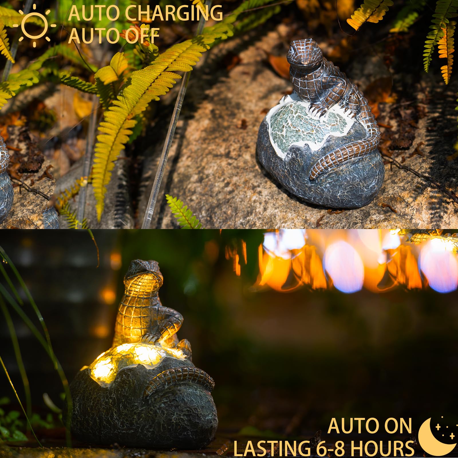 Rezpuao Solar Garden Outdoor Statues Lizard With Led Lights - Lawn Decor Lizard Statue For Patio, Balcony, Yard Ornament - Uniqu