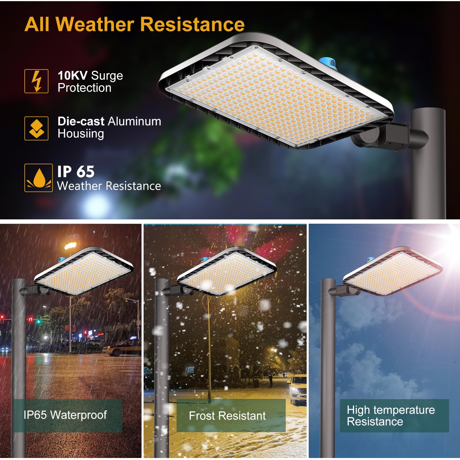 Acohook 500W Led Parking Lot Lights Outdoor (75000Lm Eqv 2000W Hps) Dusk-To-Dawn 5000K Daylight Slipfitter Mount Commercial Area Street Lighting -2Pack