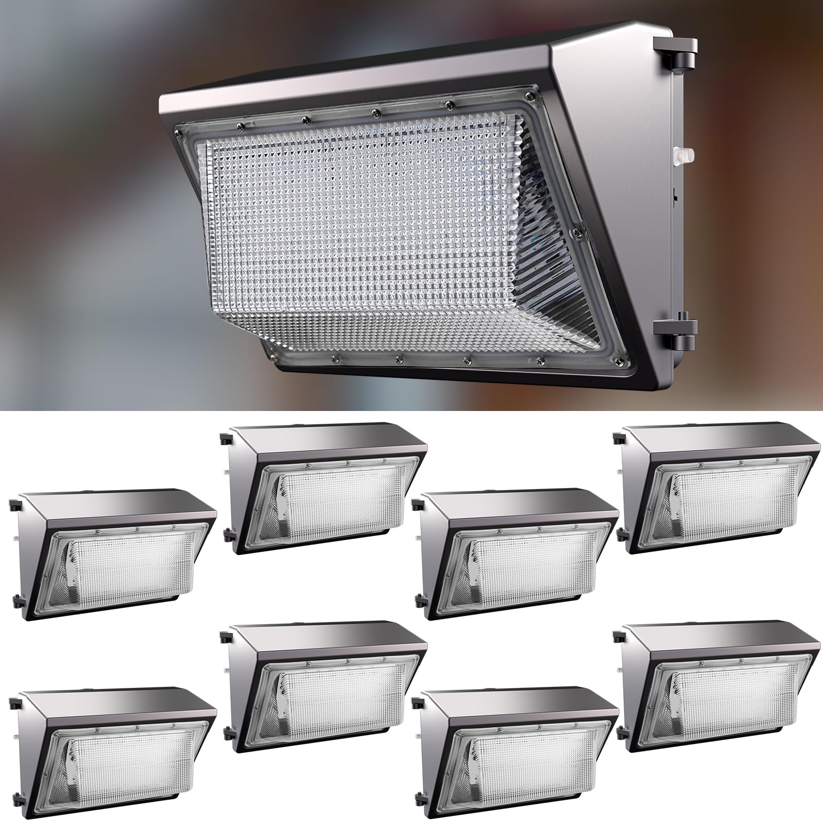 Lightdot 8Pack 200W LED Wall Pack Lights, 100-277v Dusk to Dawn Smart Photocell, 30000Lm(150Lm/W) 5000K IP65 Waterproof Outdoor 