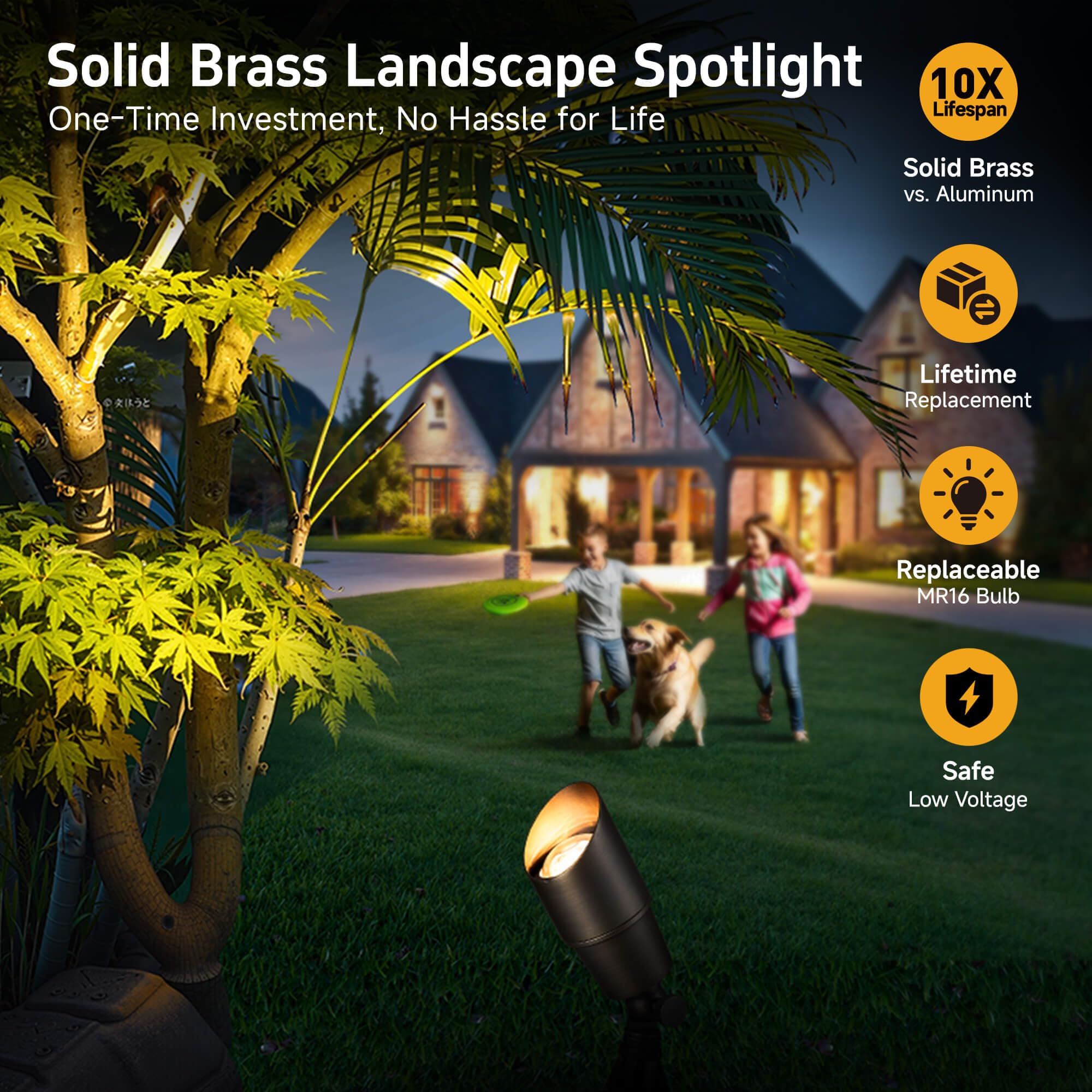Gardenreet Landscape Spotlights - Brass Uplight Led 12V, Ip65 Waterproof, 5W 2700K Warm White, 1-Pack, Antique Bronze