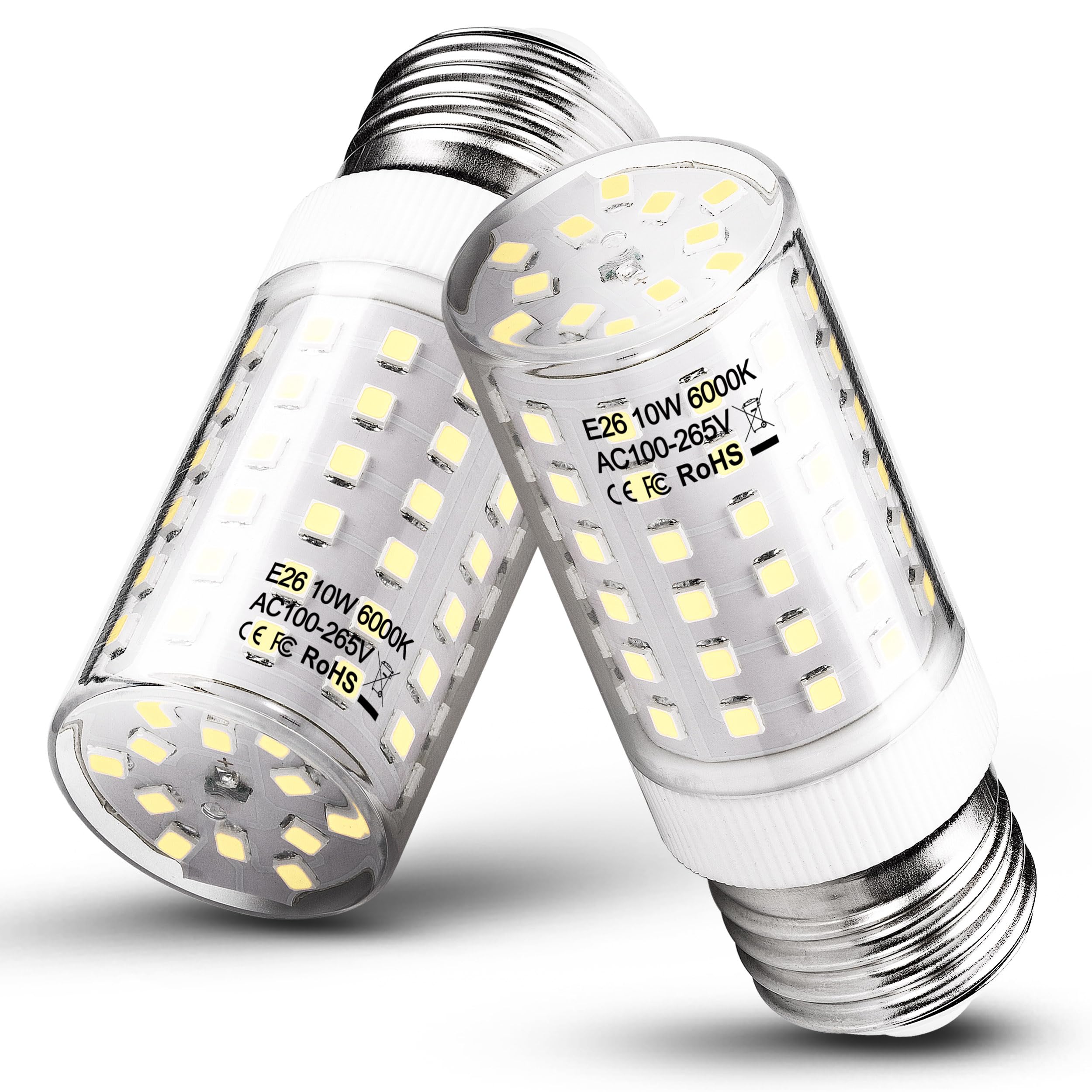 E26 Led Candelabra Light Bulb 10W Equivalent 100W 6000K Daylight White 1200Lm E26 Edison Base Led Corn Bulbs For Refrigerator Ch