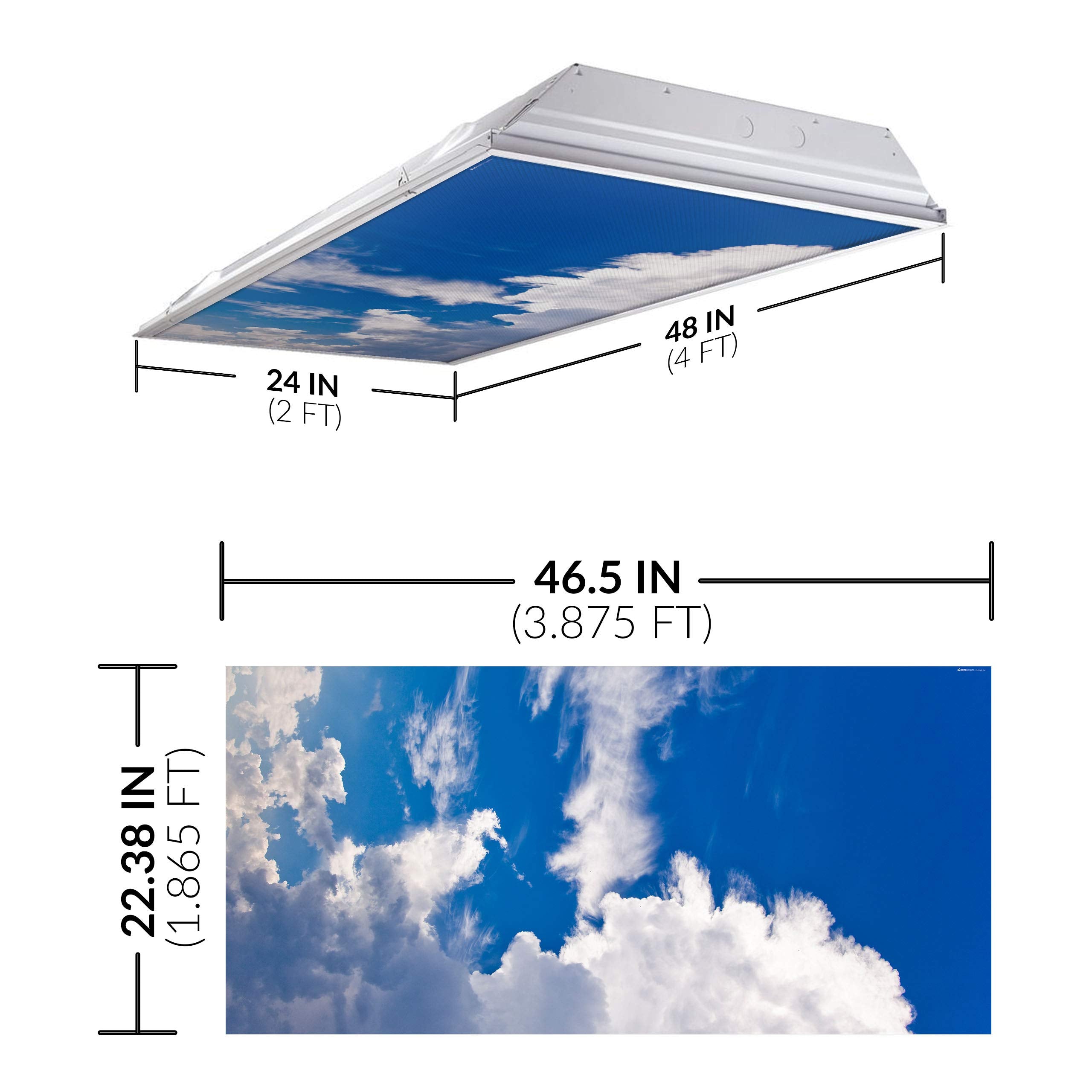 OCTO LIGHTS Fluorescent Light Cover - Backlit Film Insert 2x4 (22.38inx46.5in) Heavenly Cumulus, Model CLD-009-2x