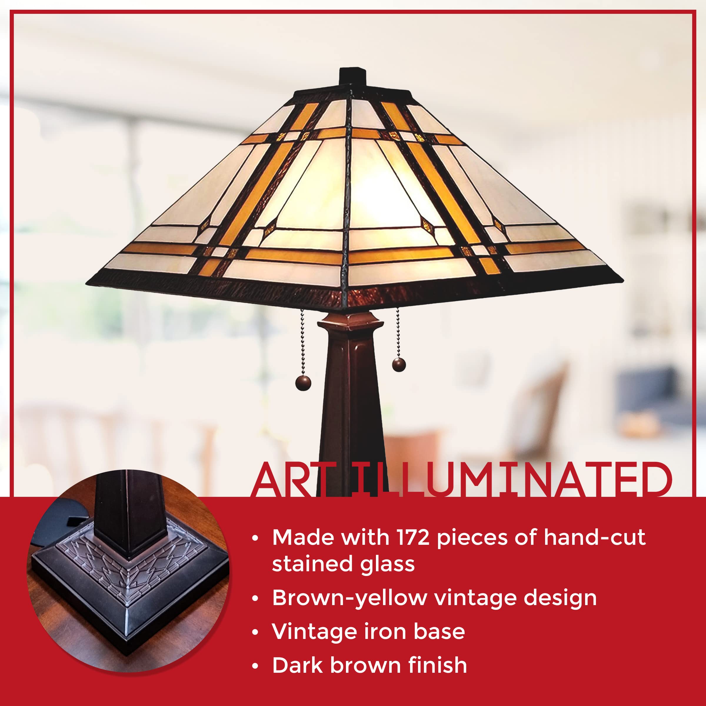 Amora Vintage Tiffany Table Lamp - Stained Glass Nightstand Lamp - Table Night Light W/Tiffany Lighting - 23Stained Glass Lamps