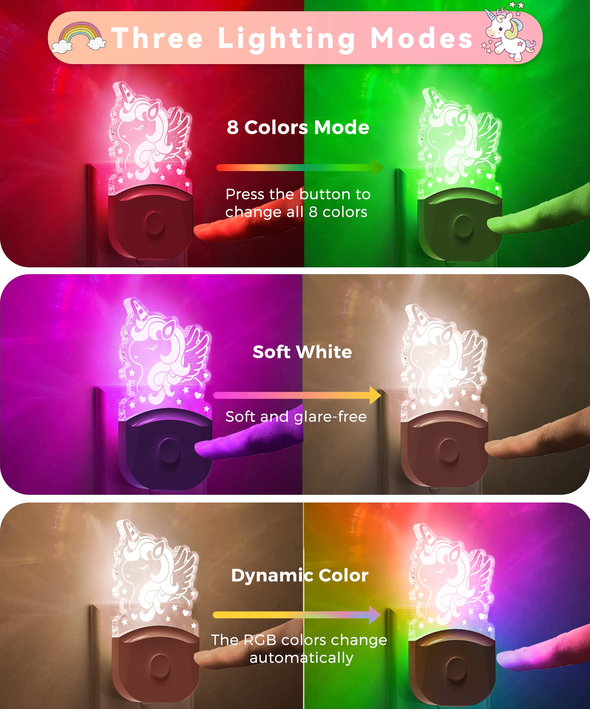 L LOHAS LED Plug-in Night Light, Color Changing, Dusk to Dawn, Acrylic, 1 Pack, Cute Horse, Model A-GY-084-09-PIUS