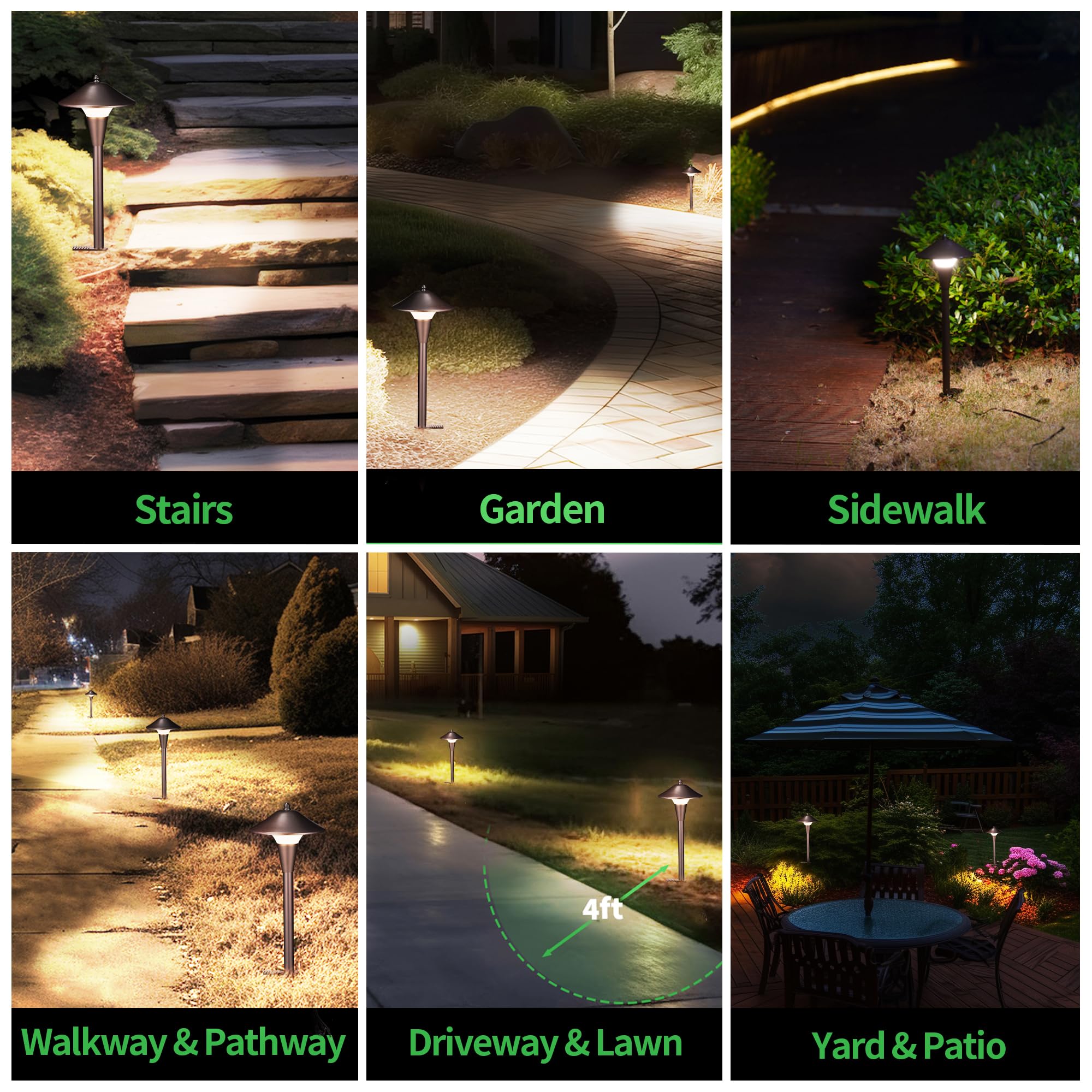 Varmtalys Outdoor Pathway Lights Wired 12V, 2700K/3000K/3500K/4000K/5000K Selectable Landscape Path Light Led, Waterproof Walkwa