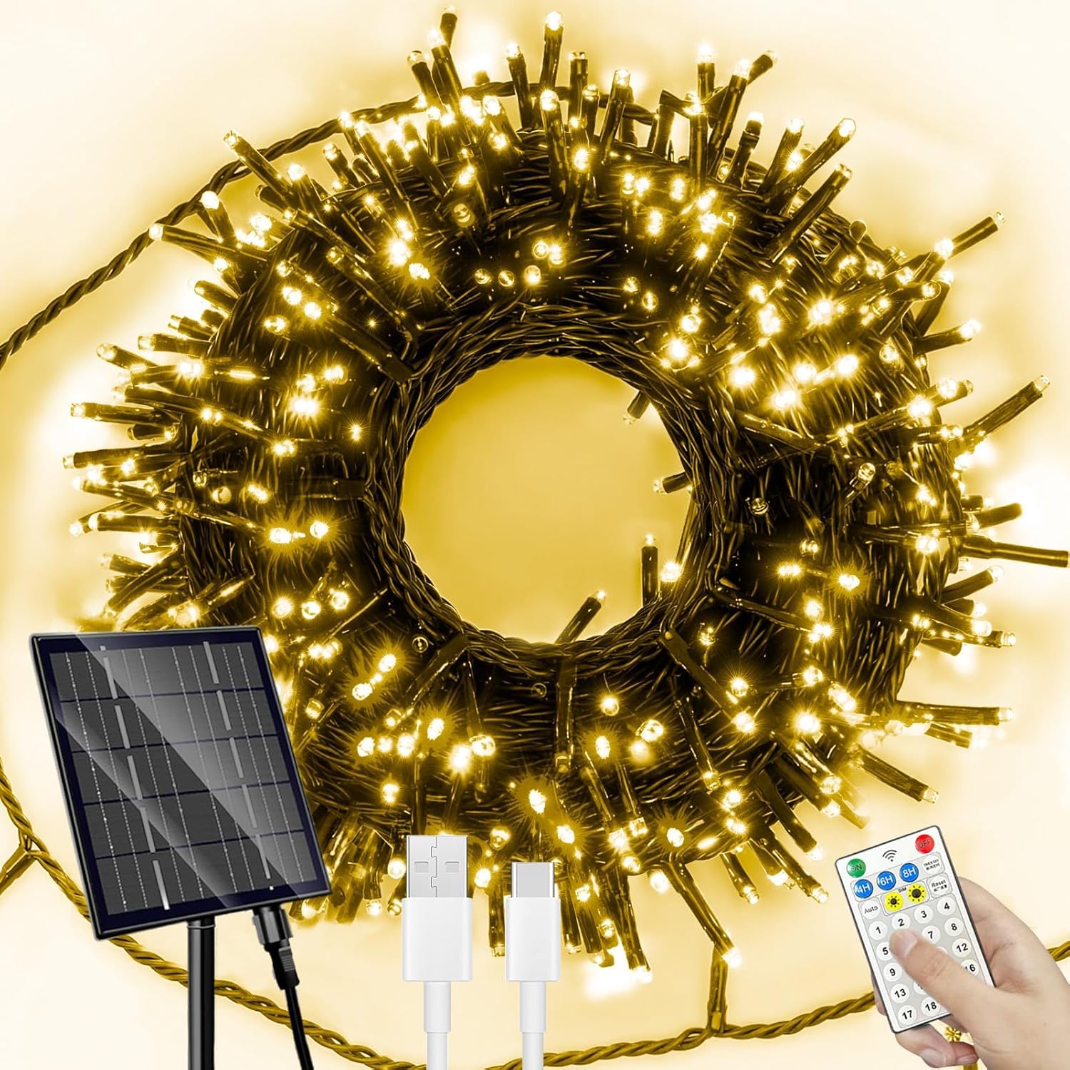 Solarbaby Solar Christmas Lights Outdoor  164Ft 500Led Solar Sting Lights  19 Modes Solar Fairy Light Outdoor For Xmas Tree  Garden  Porch  Christma Decoritons  Warm White