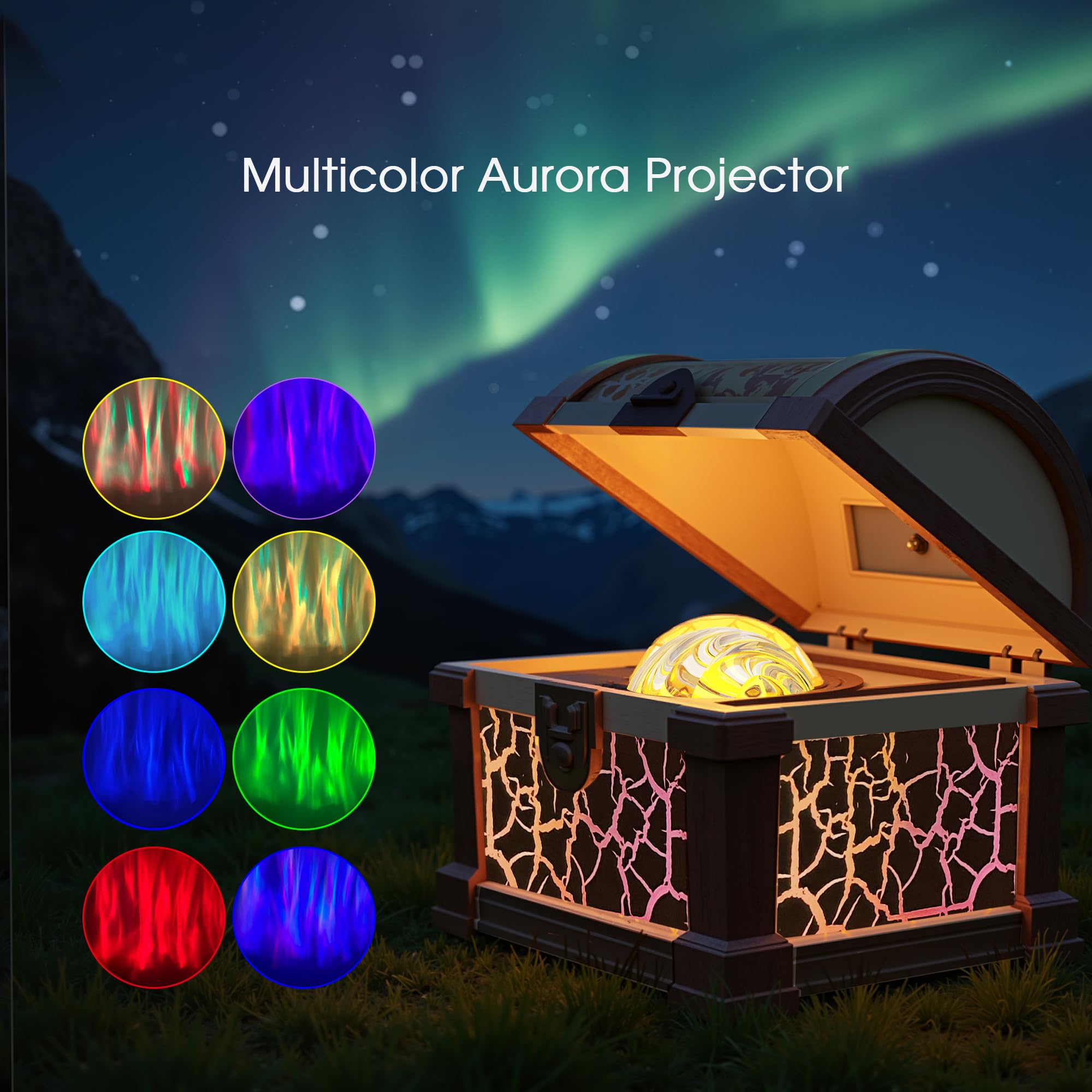 L LOHAS LED Treasure Projector Night Light, Galaxy & Northern Lights, 8 Colors, Remote Control, Pink, Model USA-YKFW03209USB