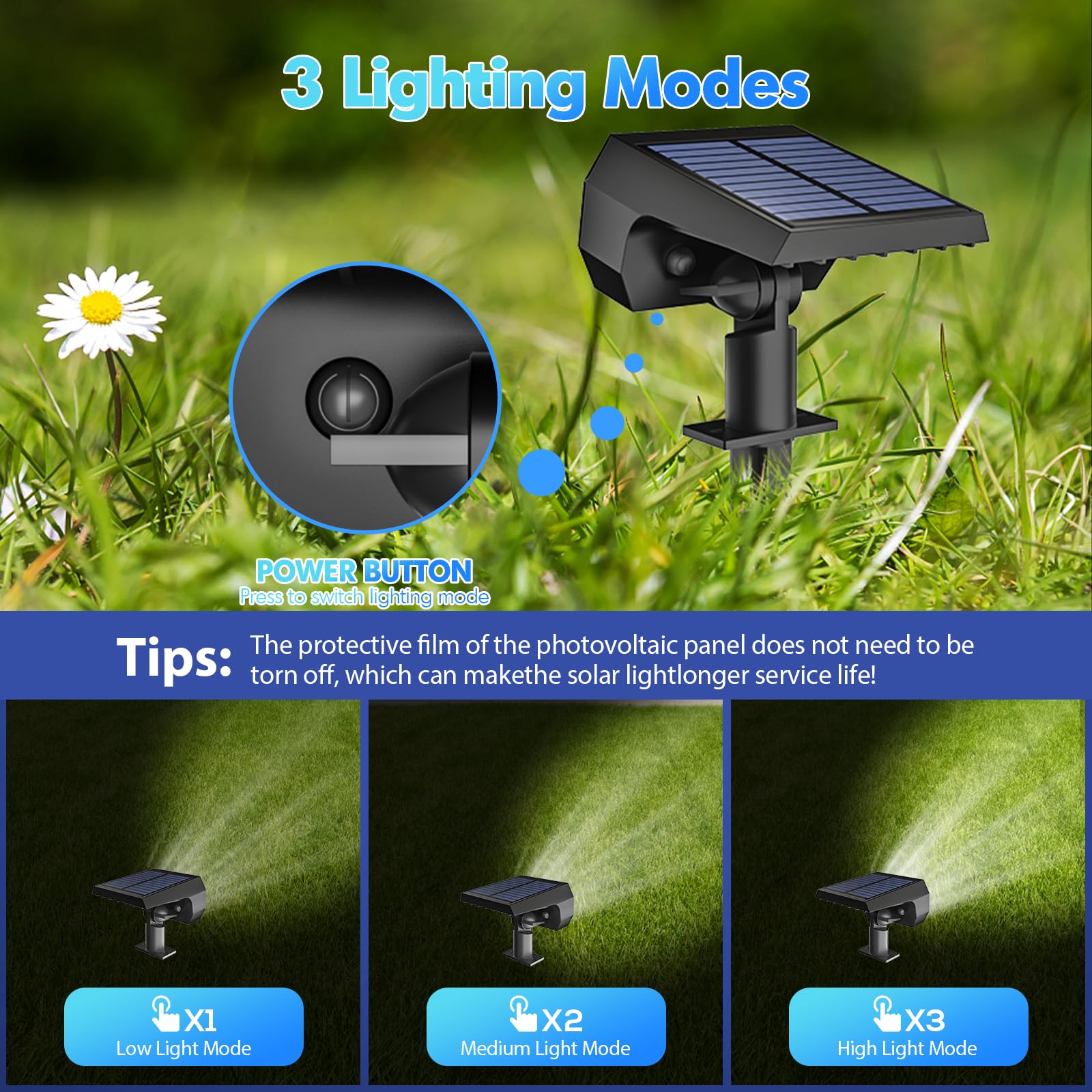 Nymphy 56 Led Solar Lights Outdoor Ip68 Waterproof, 3 Modes, Cool White - 6 Pack Garden Spotlights
