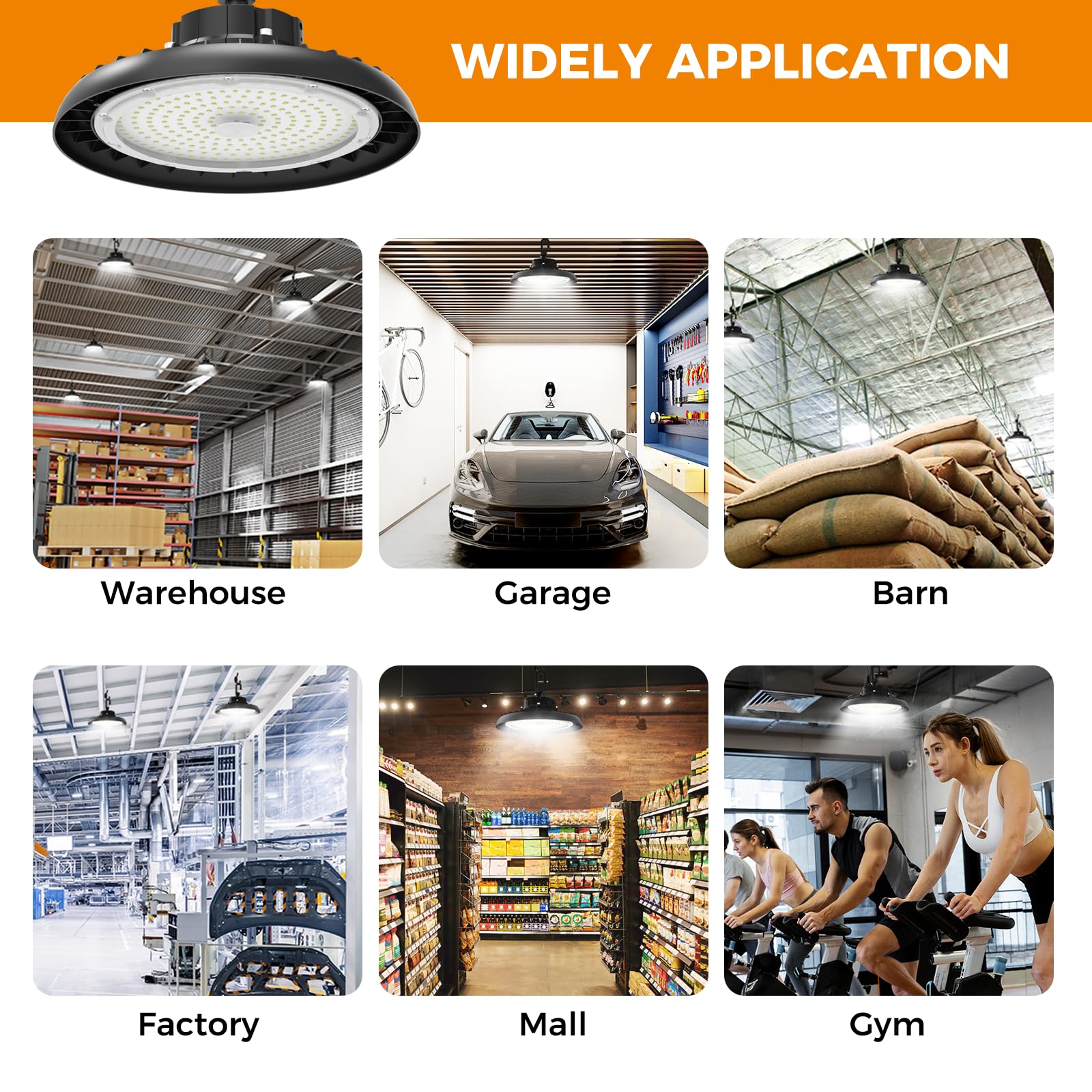 High Bay Lights Led Ufo Light 240W Led Shop Lights 6000K Ip65 Commercial Bay Lighting Fixture 43200 Lm Super Bright  5Ft Cable Plug & Play For Warehouse Factory Garage Workshop Barn 12 Pack