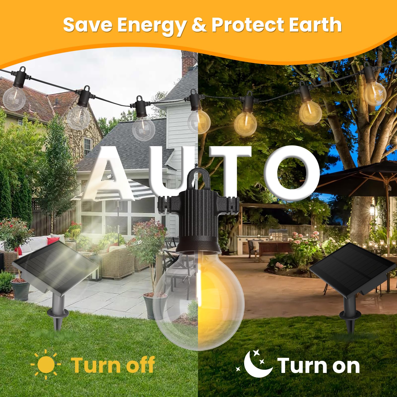 Zotoyi Solar String Lights Outdoor Waterproof Ip65 100Ft With Usb Port And 50+2 Shatterproof G40 Bulbs, Up To 8-12 Hours For Usi