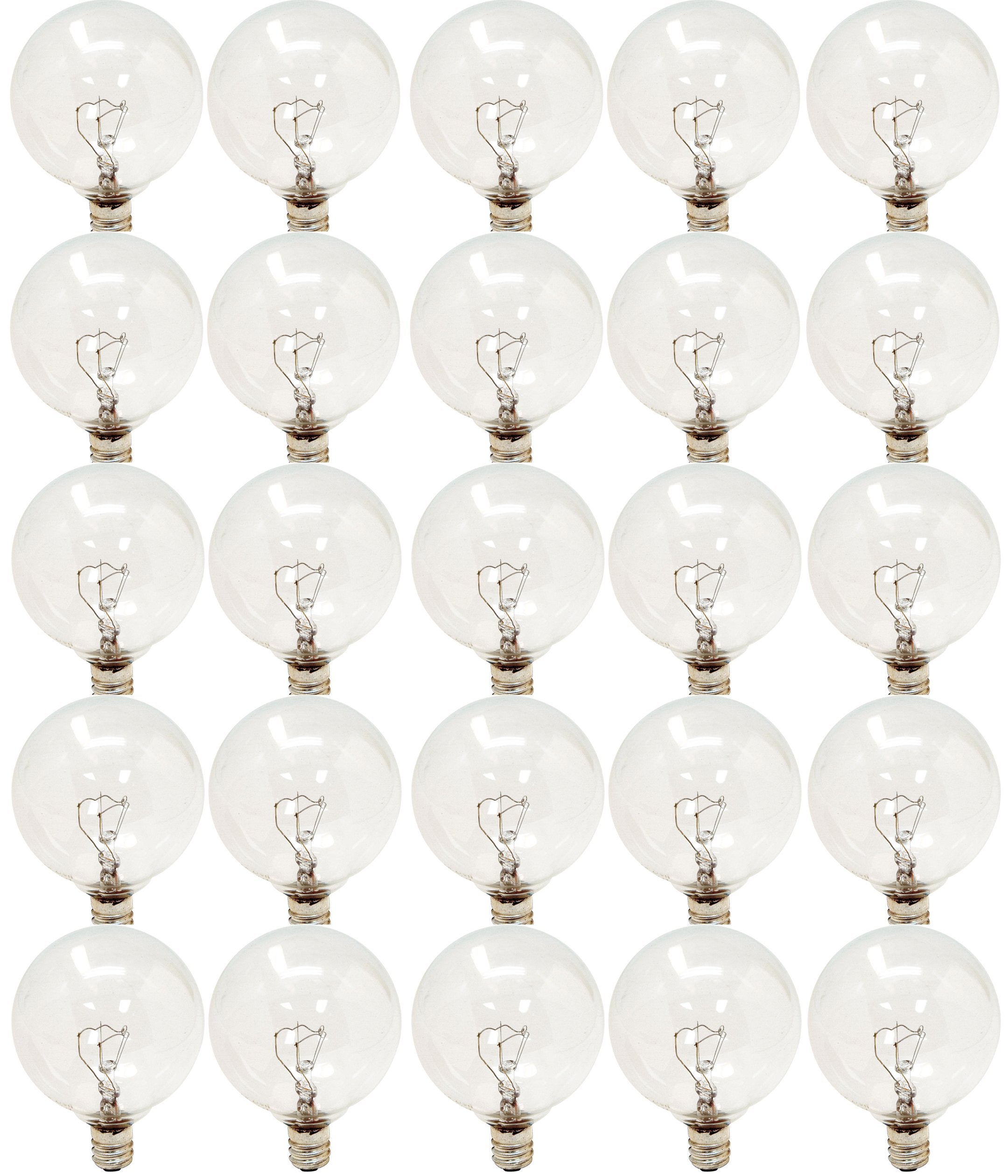 Ge Incandescent Globe Light Bulbs, 25 Watt, G16.5, Vanity Lights (25 Pack)