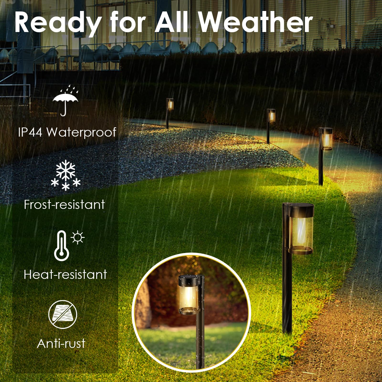 Solar Pathway Lights Outdoor, 10 Pack Metal & Glass Solar Lights Outdoor Waterproof Landscape Path Lights Solar Lights For Outsi