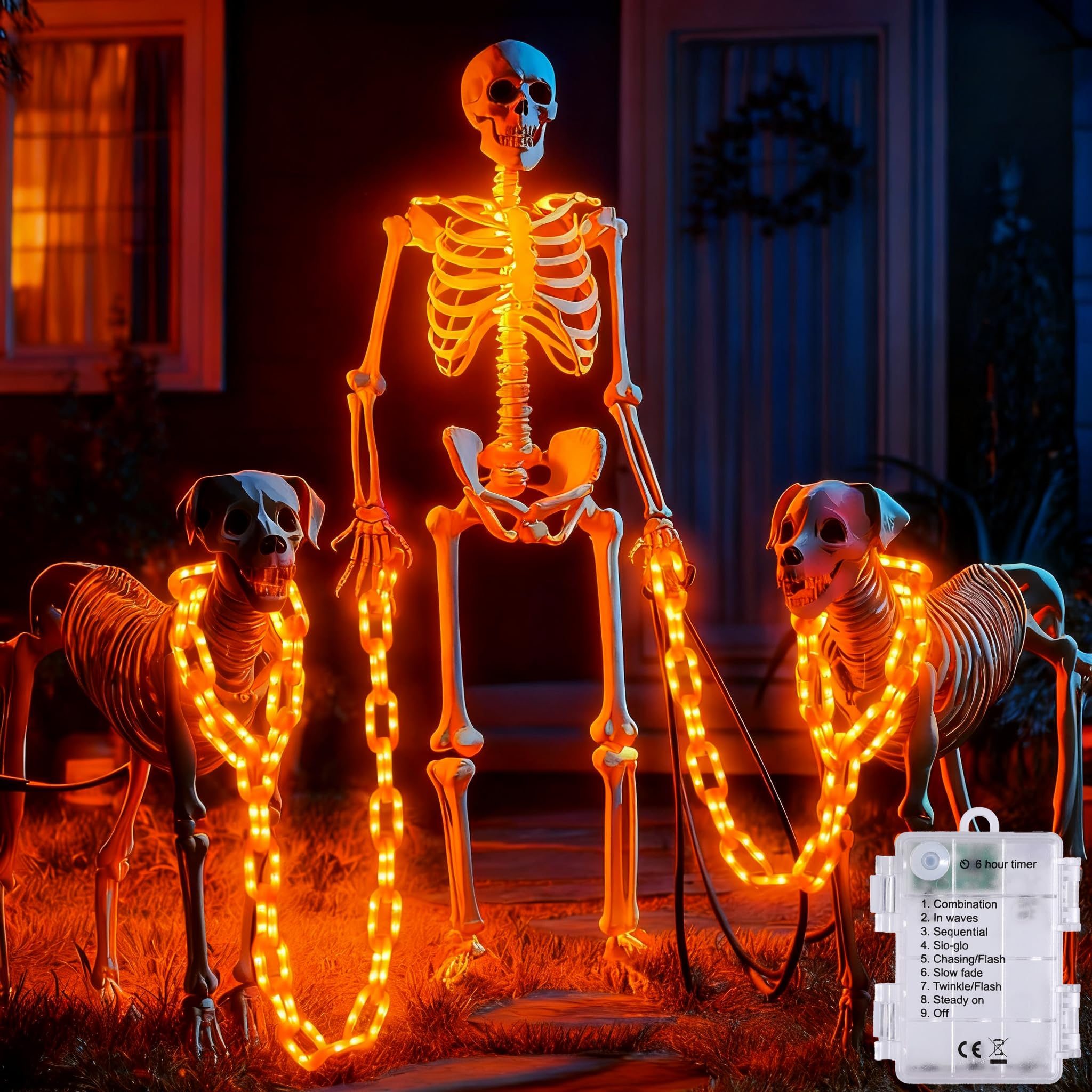 Joomer Chain Lights Halloween Decorative Battery Operated - 9.5 FT 160 LED Waterproof String Lights with Timer Function 8 Lighti