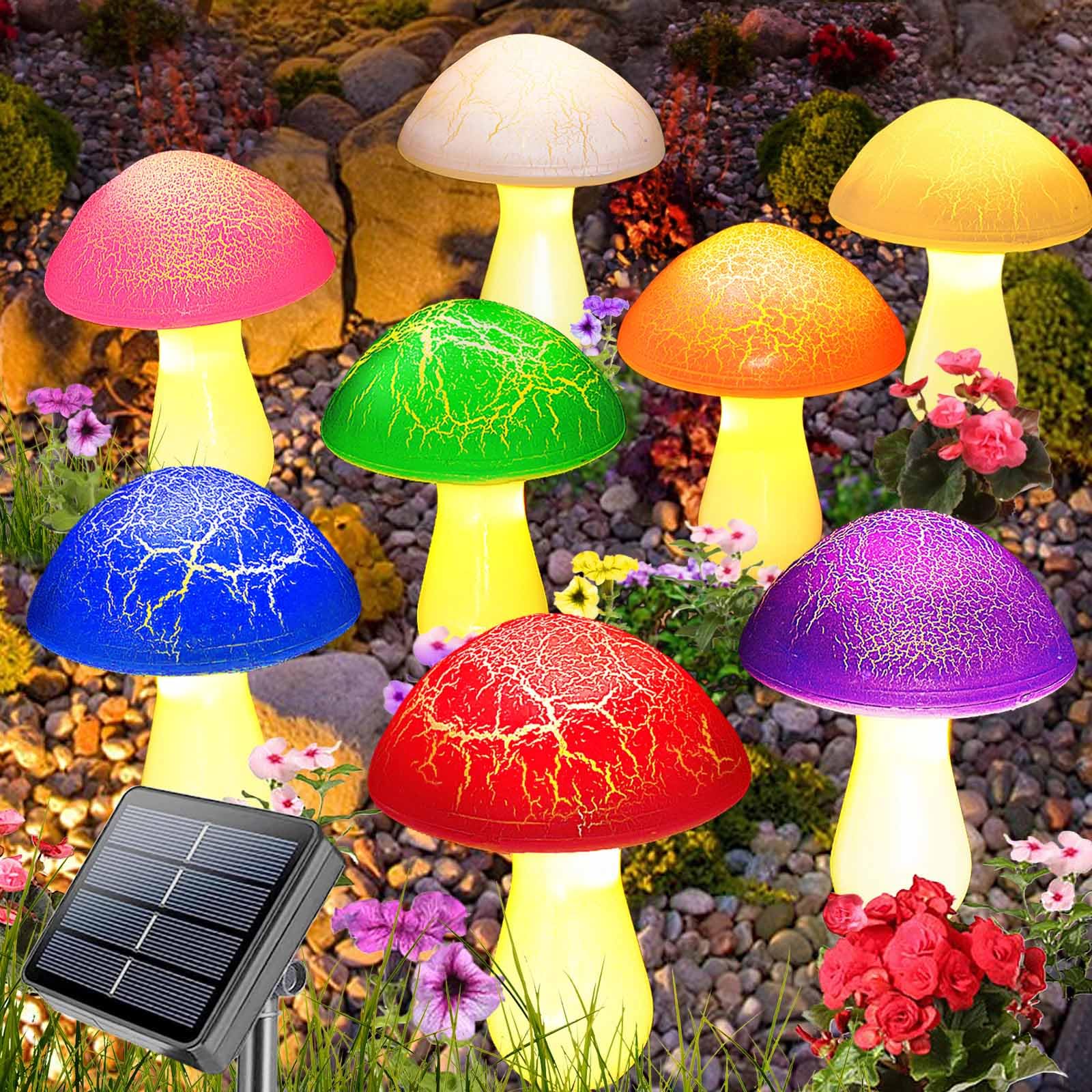 Homeleo 8-Pack Newest Cracked Mushrooms For Garden Decor, Solar Mushroom Lights Outdoor, Super Cute Whimsical Garden Art For Yar