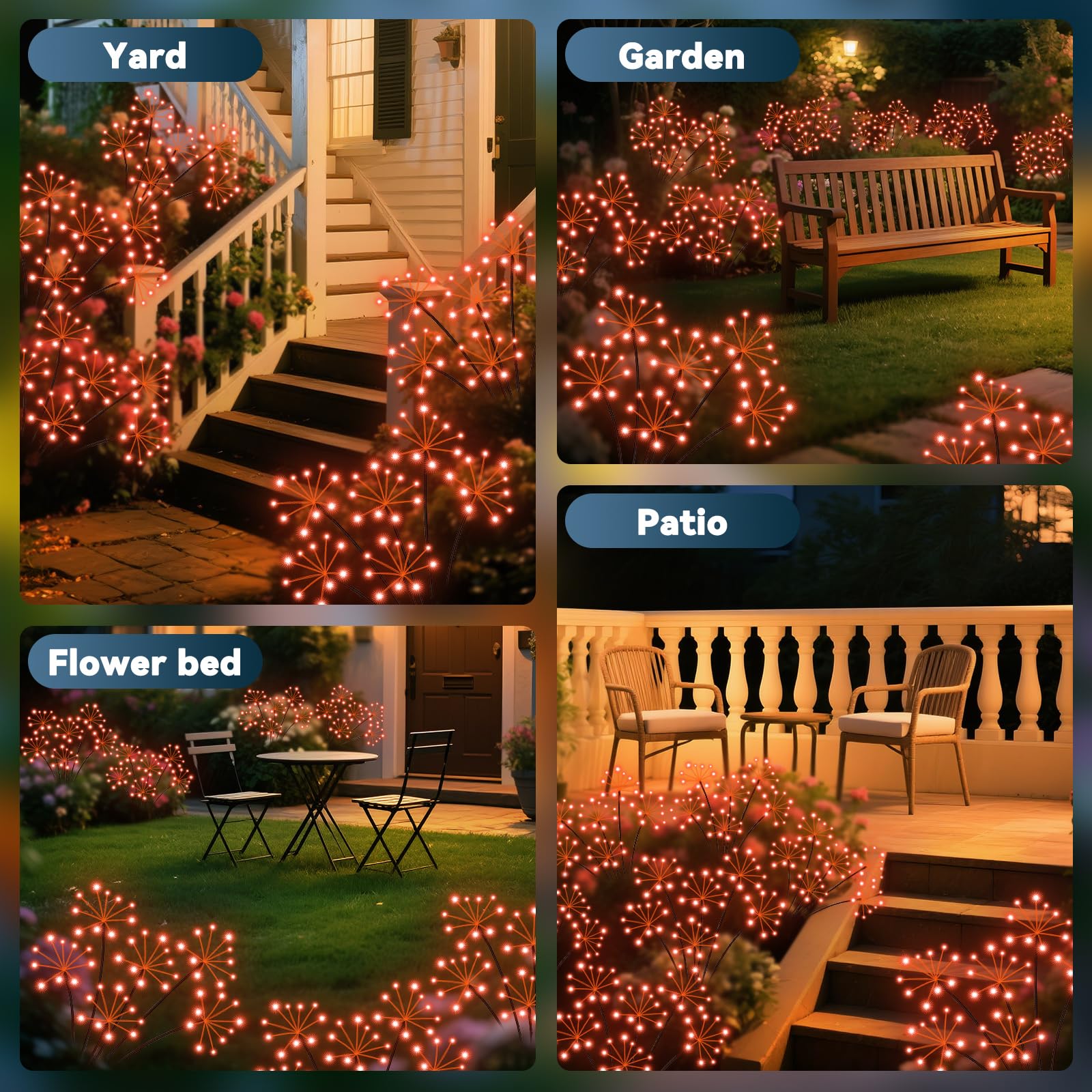 Solar Garden Lights 2 Pack Waterproof Swaying Starburst Light Solar Outdoor Lights For Yard Patio Walkway Pathway Party Wedding Decoration  Unique Gifts For Women  Orange