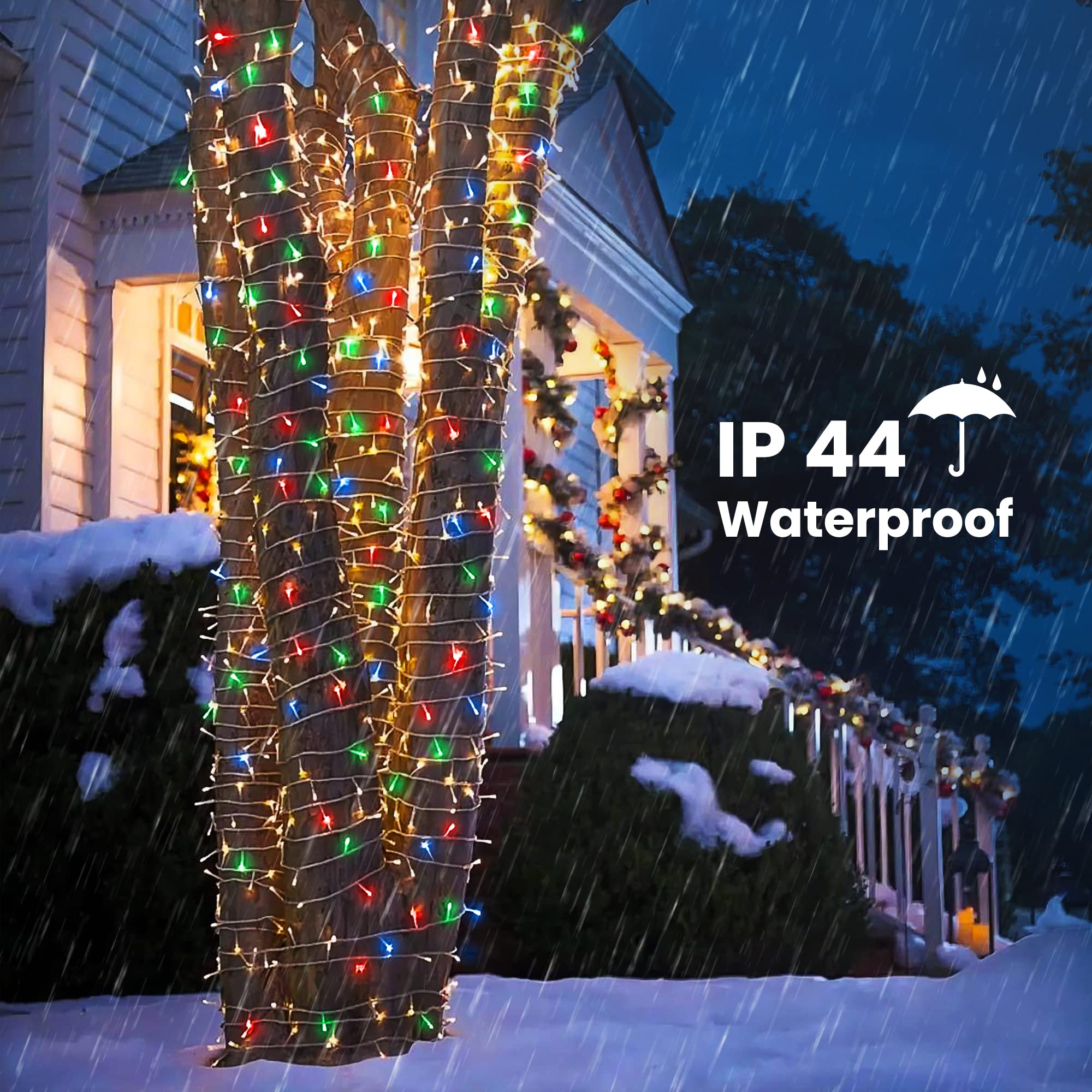 Color Changing 75Ft 200 Led White & Multicolor Christmas String Lights With Remote, 11 Modes Twinkle Lights Waterproof For Christmas Party, Garden, Holiday, Xmas Tree Decor